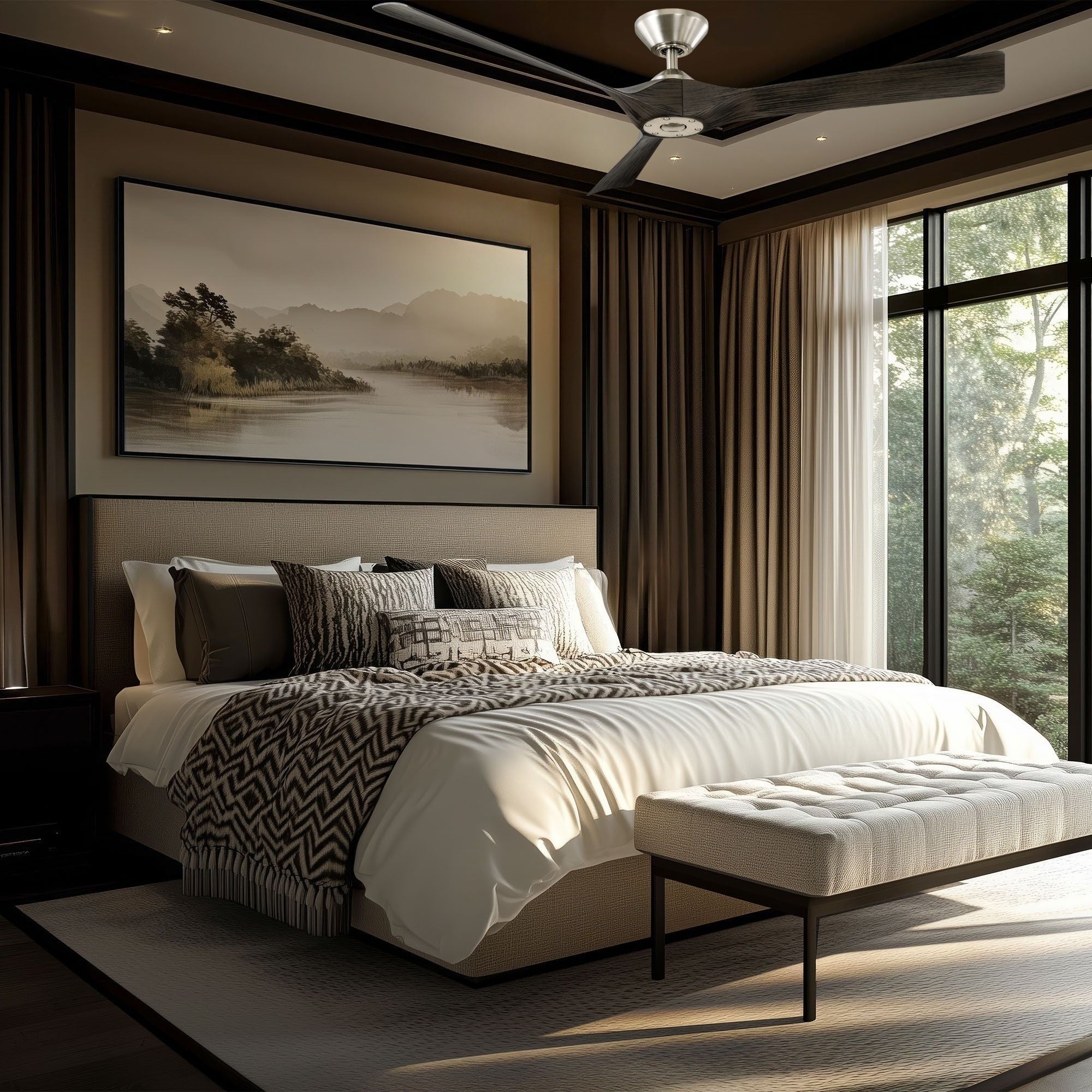 Torque 58" Smart Ceiling Fan, Brushed Nickel with Ebony Blades