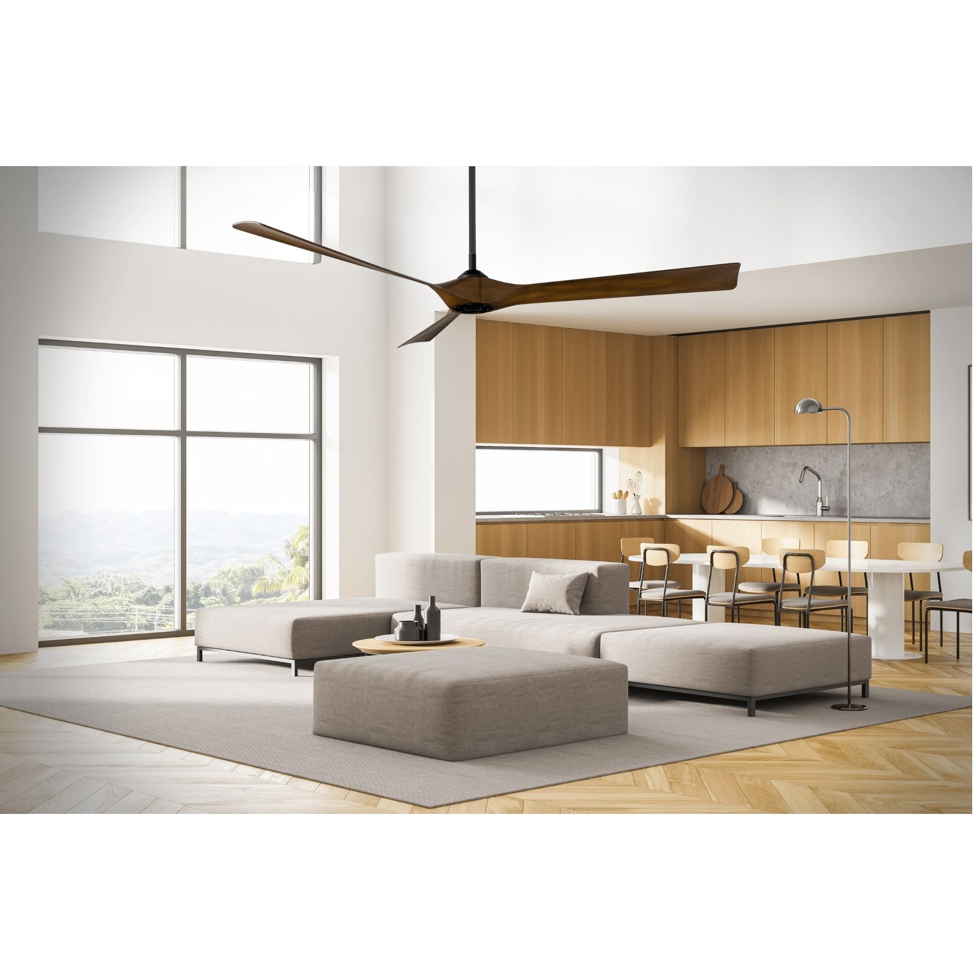Torque 70" Smart Ceiling Fan, Matte Black with Distressed Koa Blades