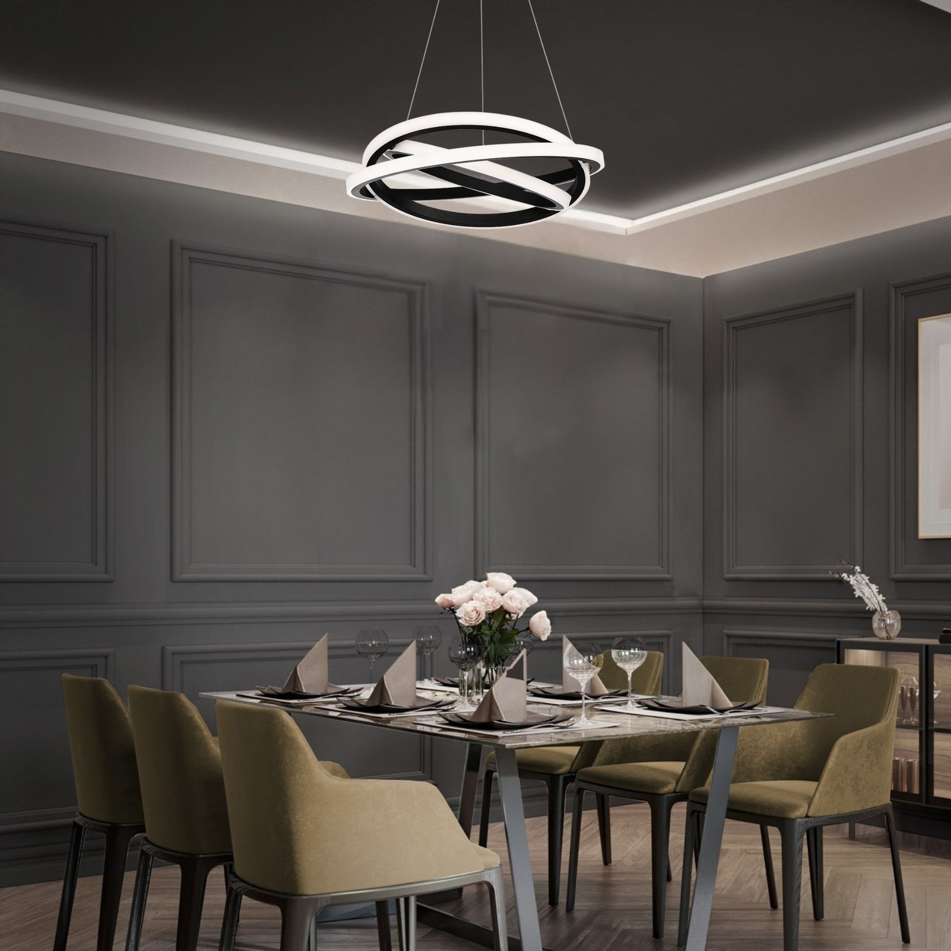 Veloce 26" LED Chandelier, Black Finish - Bees Lighting
