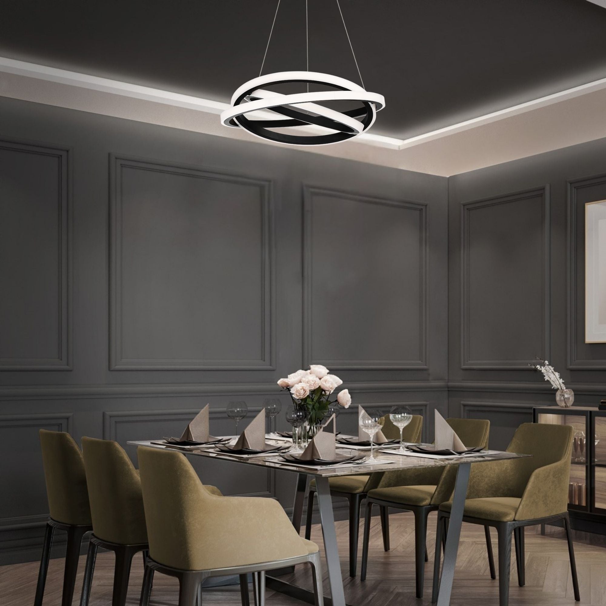 Veloce 26" LED Chandelier, Black Finish - Bees Lighting