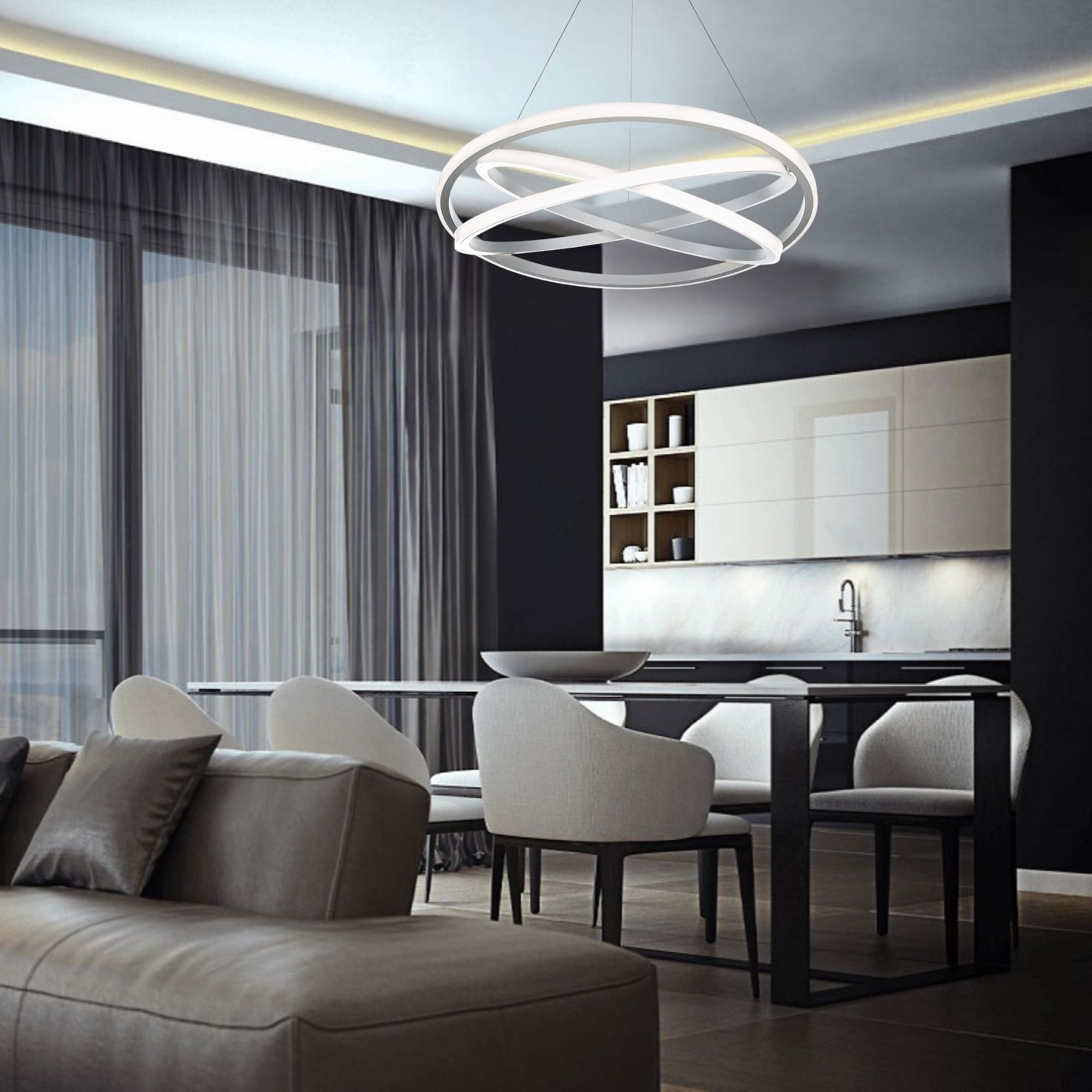 Veloce 38" LED Chandelier, Titanium Finish - Bees Lighting