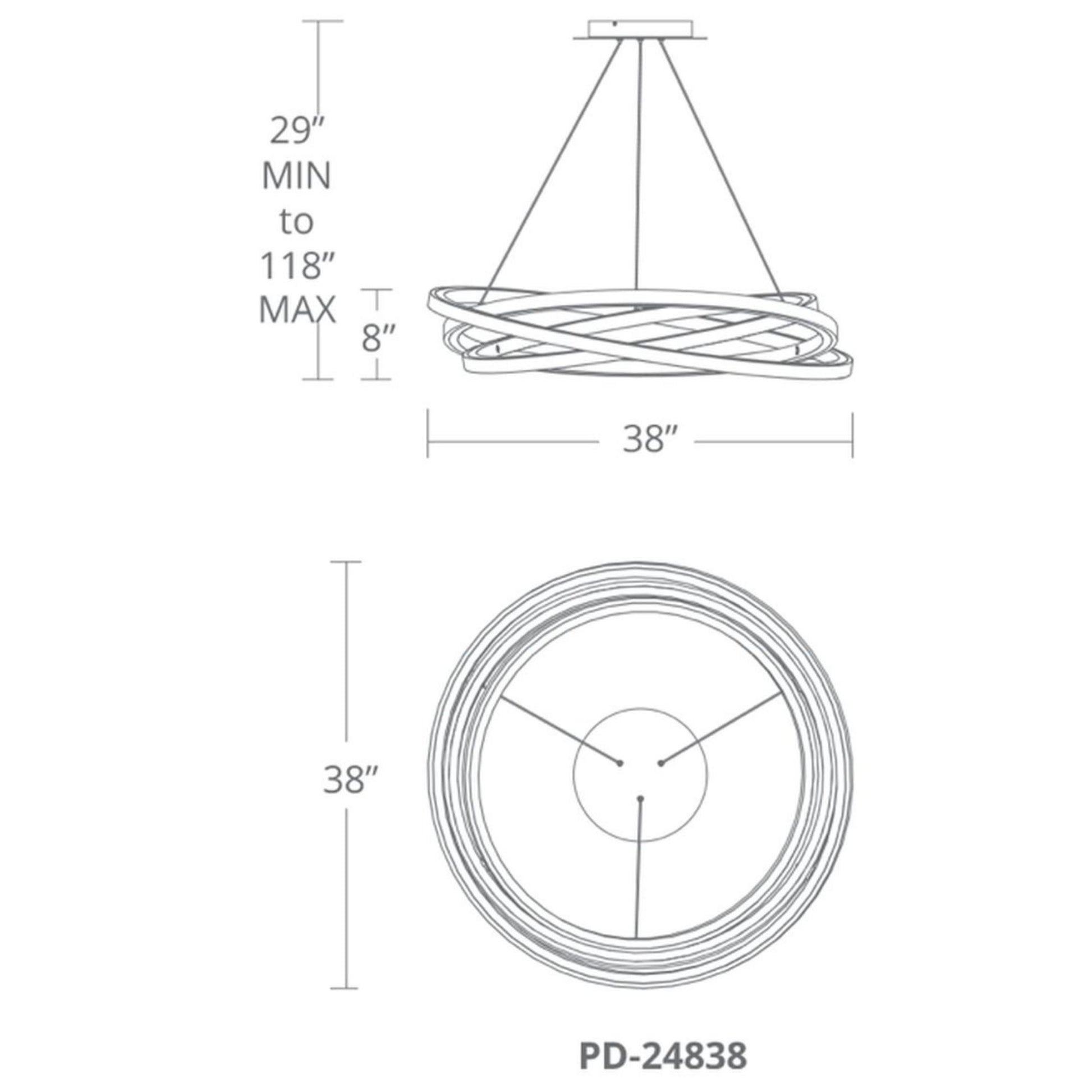 Veloce 38" LED Chandelier, Titanium Finish - Bees Lighting