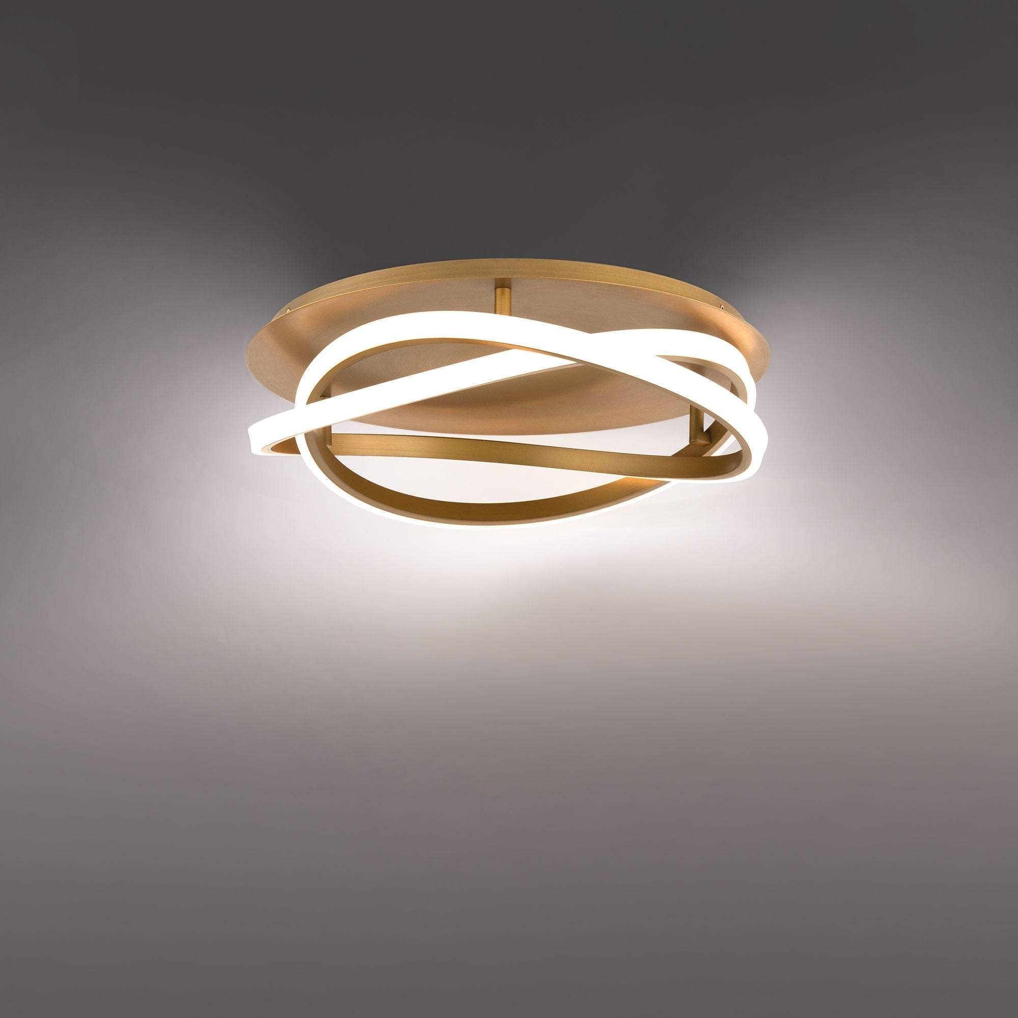 Veloce 18" LED Flush Mount, Aged Brass Finish