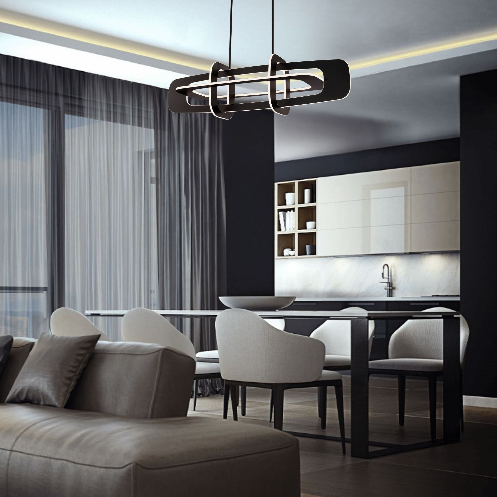 Vesta 50" LED Linear Pendant, Black Finish - Bees Lighting