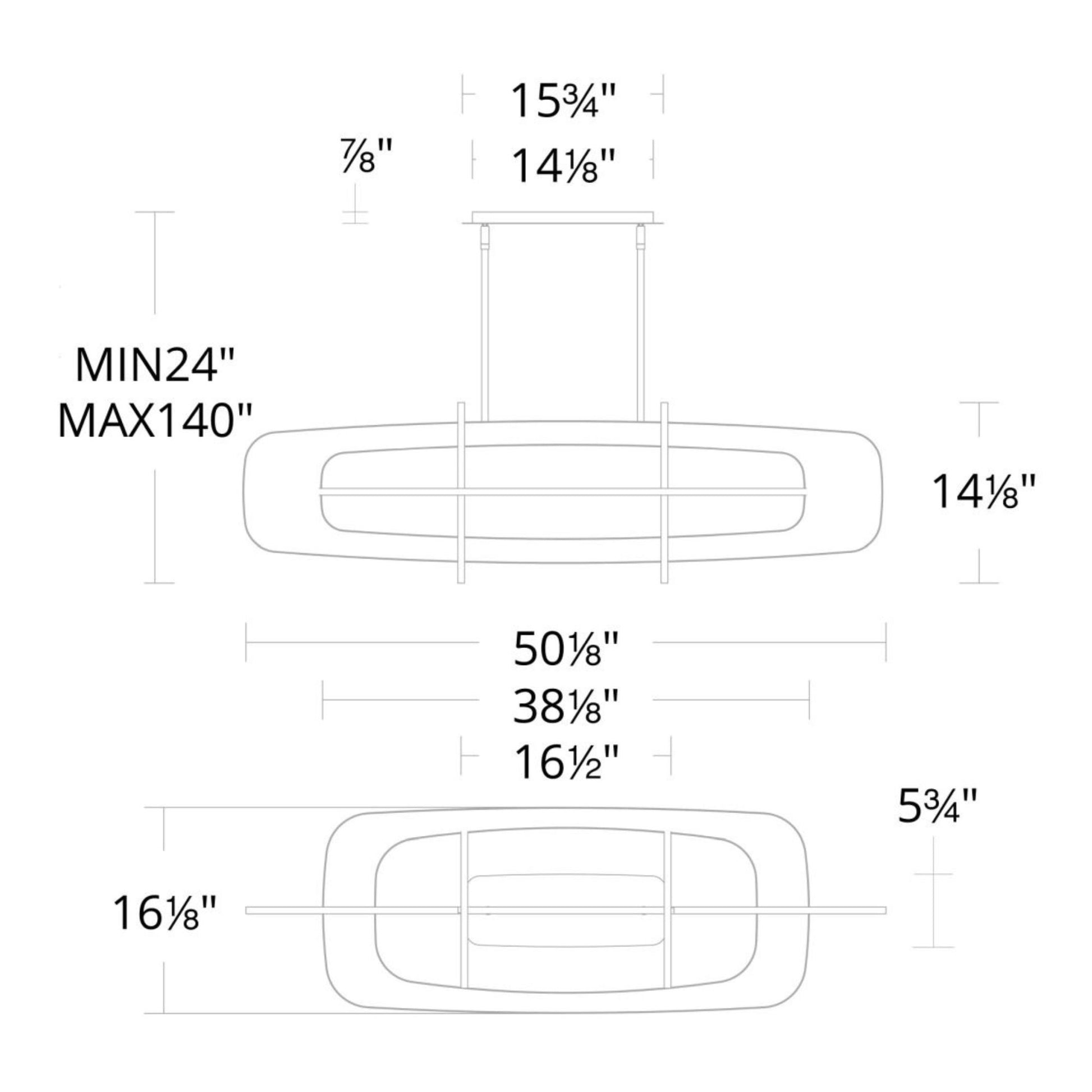 Vesta 50" LED Linear Pendant, Black Finish - Bees Lighting