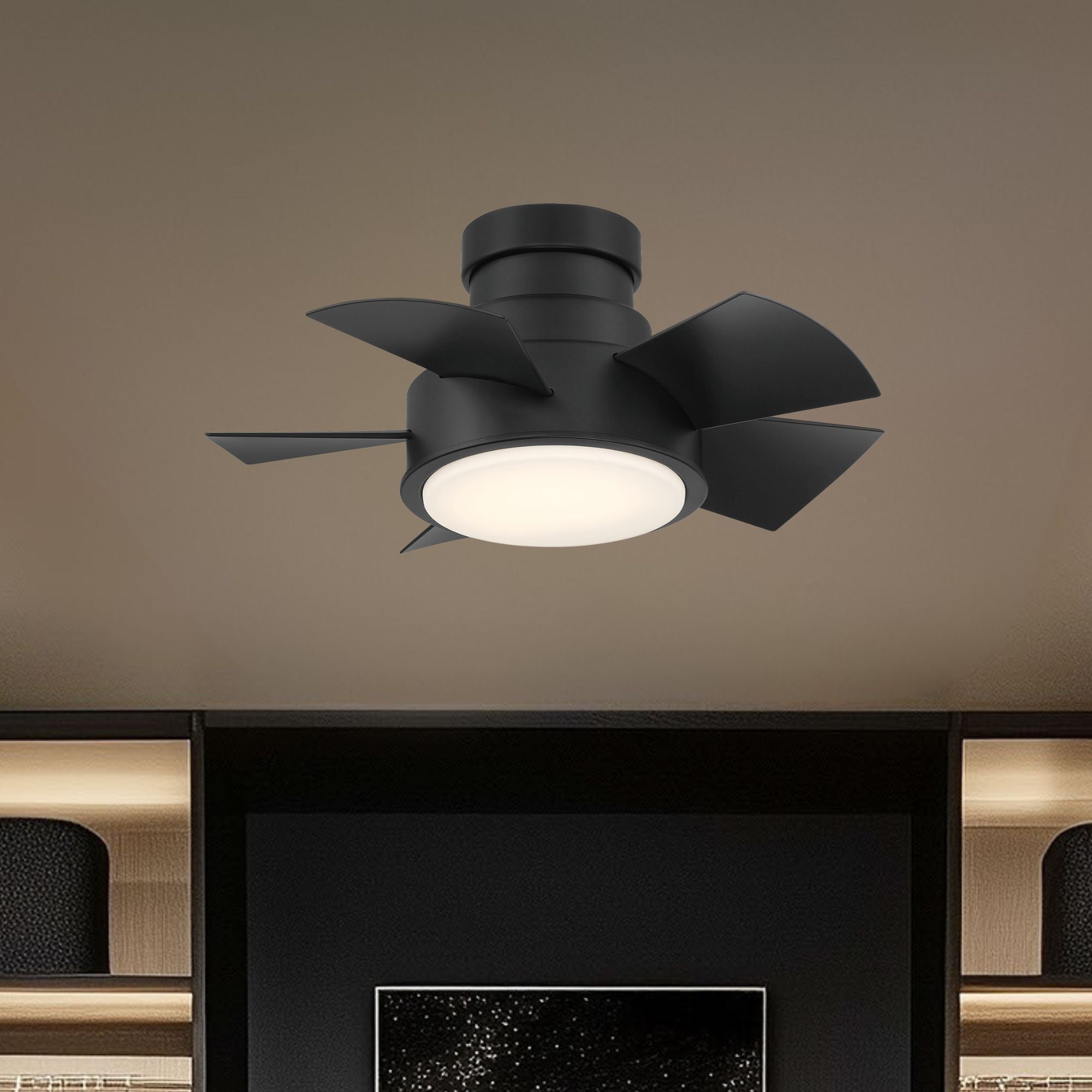 Vox 26" Matte Black LED Smart Flush Mount Ceiling Fan