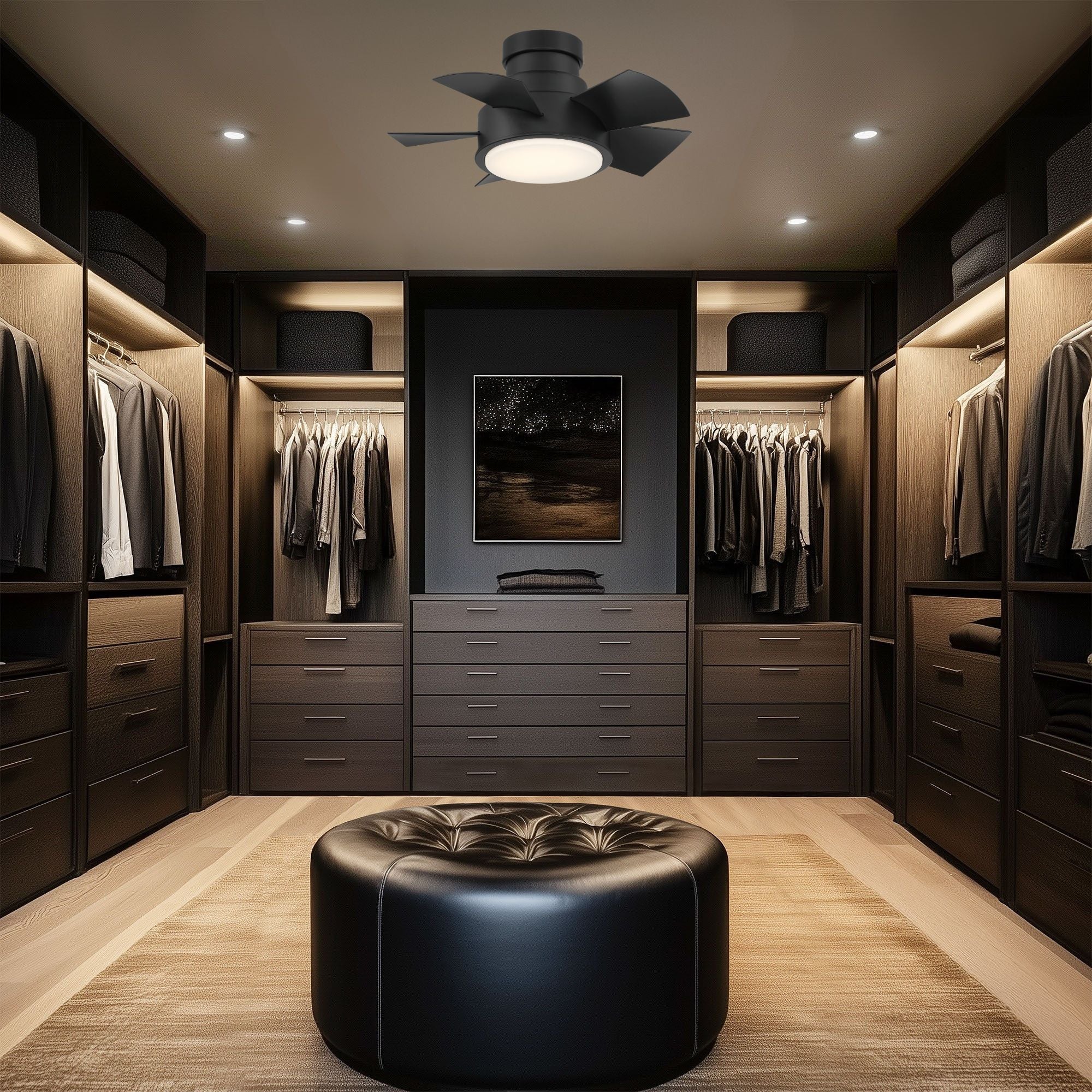 Vox 26" Matte Black LED Smart Flush Mount Ceiling Fan