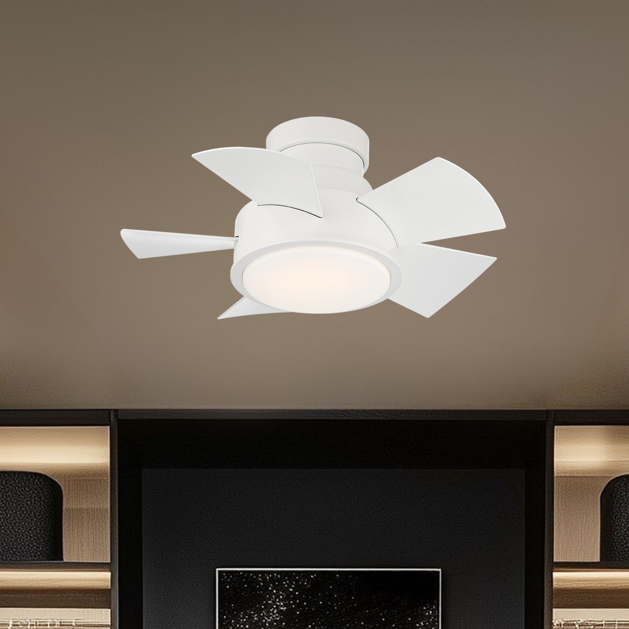 Vox 26" Matte White LED Smart Flush Mount Ceiling Fan