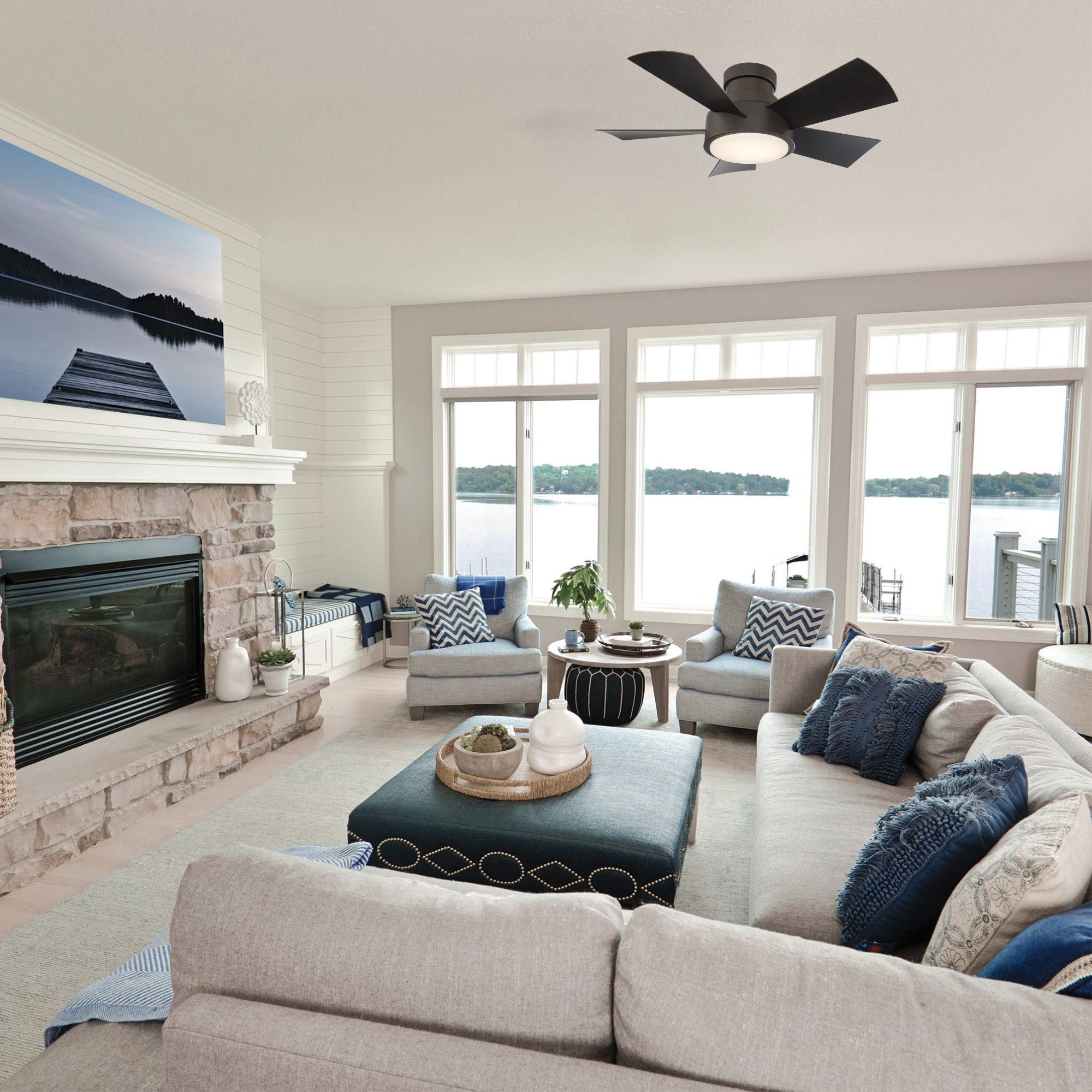 Vox 38" Bronze LED Smart Flush Mount Ceiling Fan