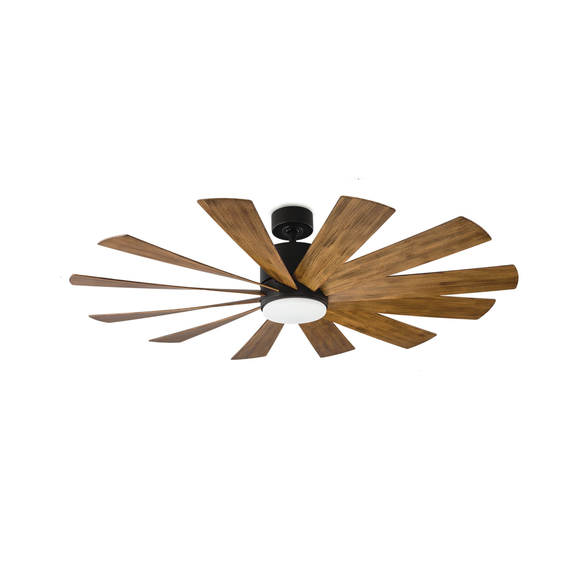 Windflower 60" LED Smart Ceiling Fan, Matte Black with Distressed Koa Blades