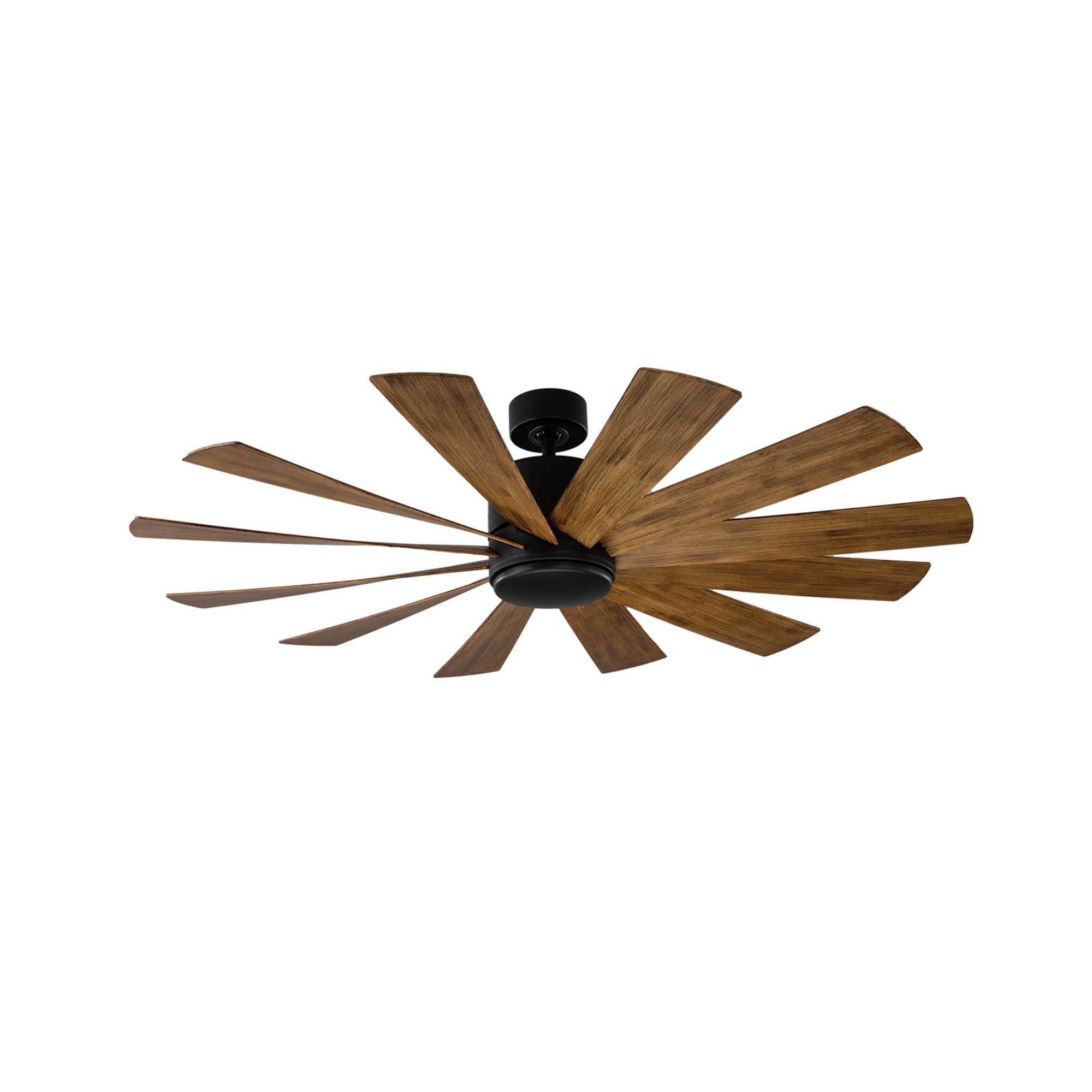 Windflower 60" LED Smart Ceiling Fan, Matte Black with Distressed Koa Blades