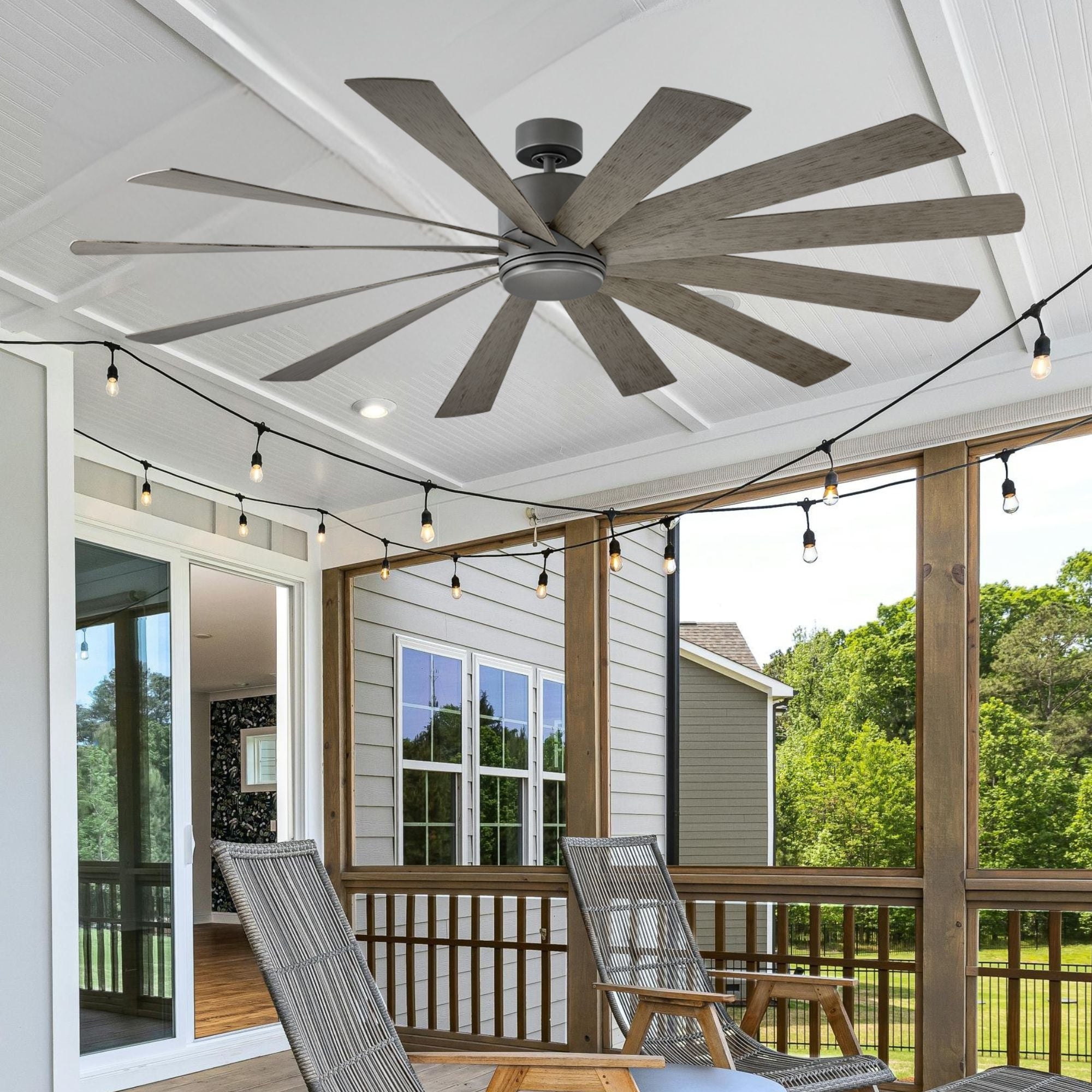 Windflower 80" LED Smart Ceiling Fan, Graphite with Weathered Gray Blades