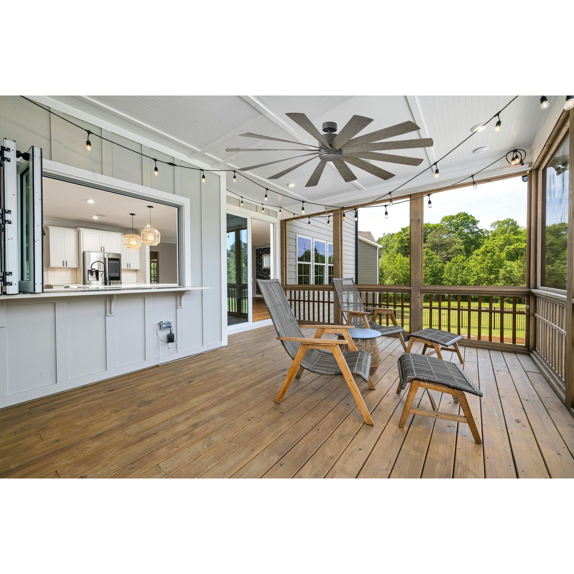 Windflower 80" LED Smart Ceiling Fan, Graphite with Weathered Gray Blades