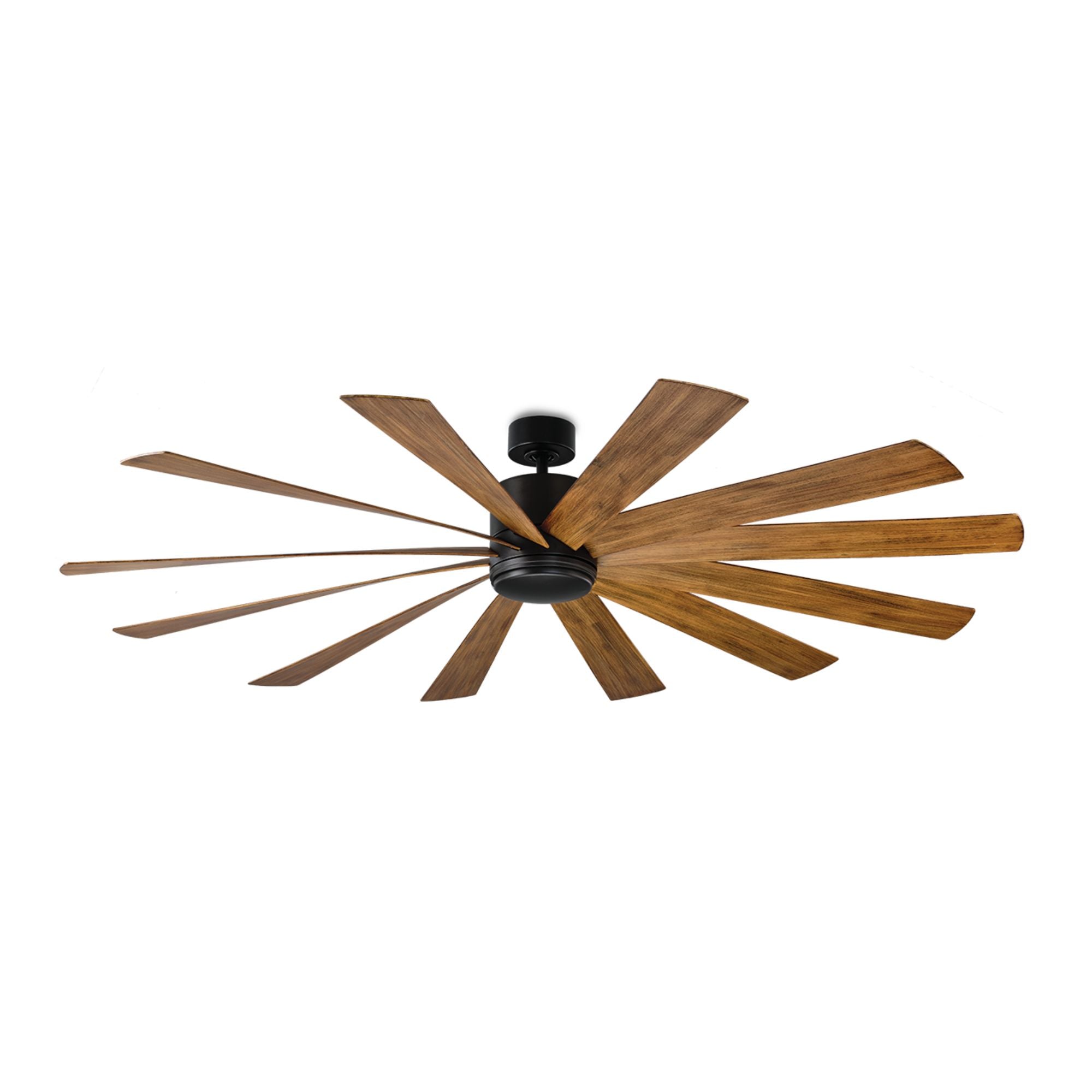 Windflower 80" LED Smart Ceiling Fan, Matte Black with Distressed Koa Blades
