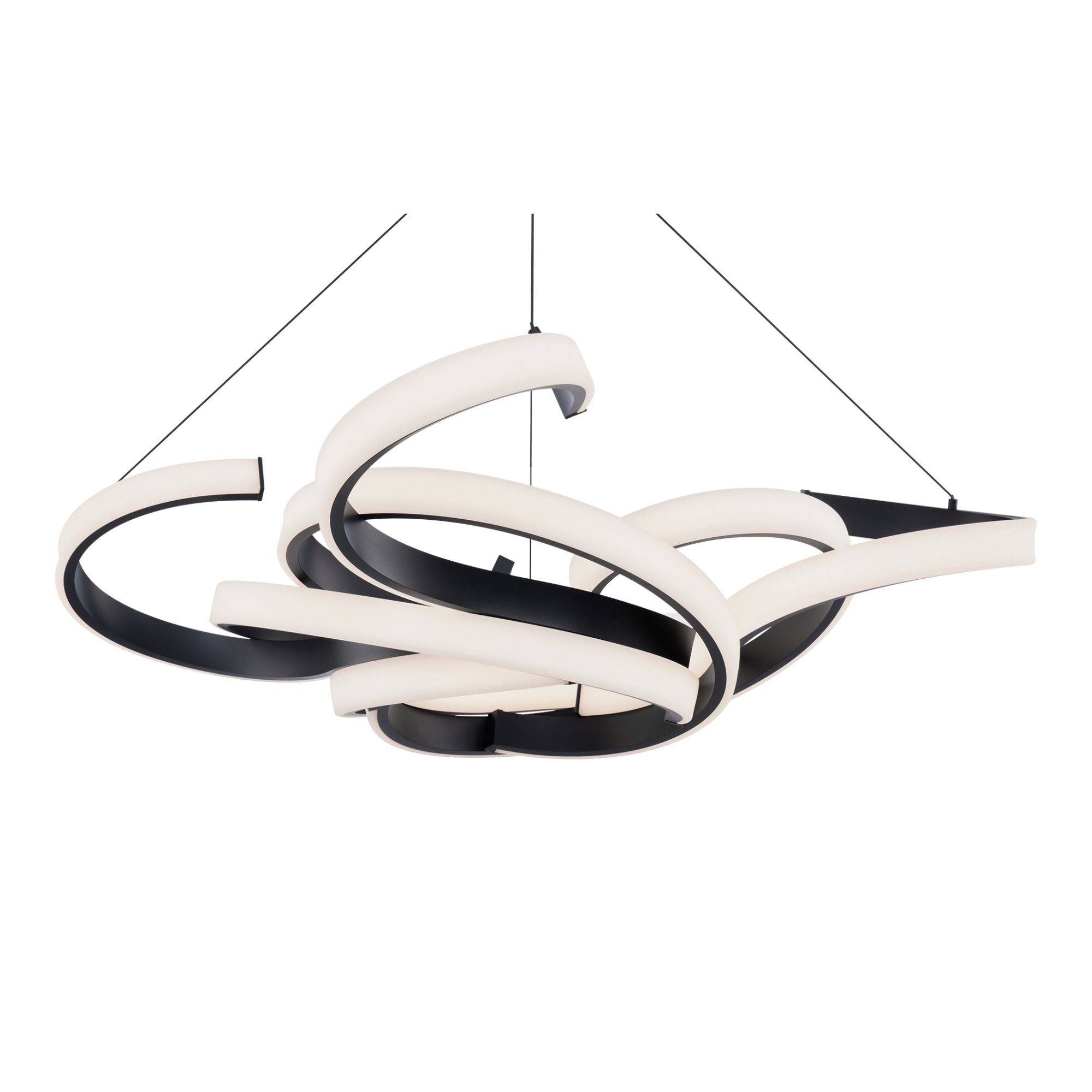 Woven 52" LED Chandelier, Black Finish