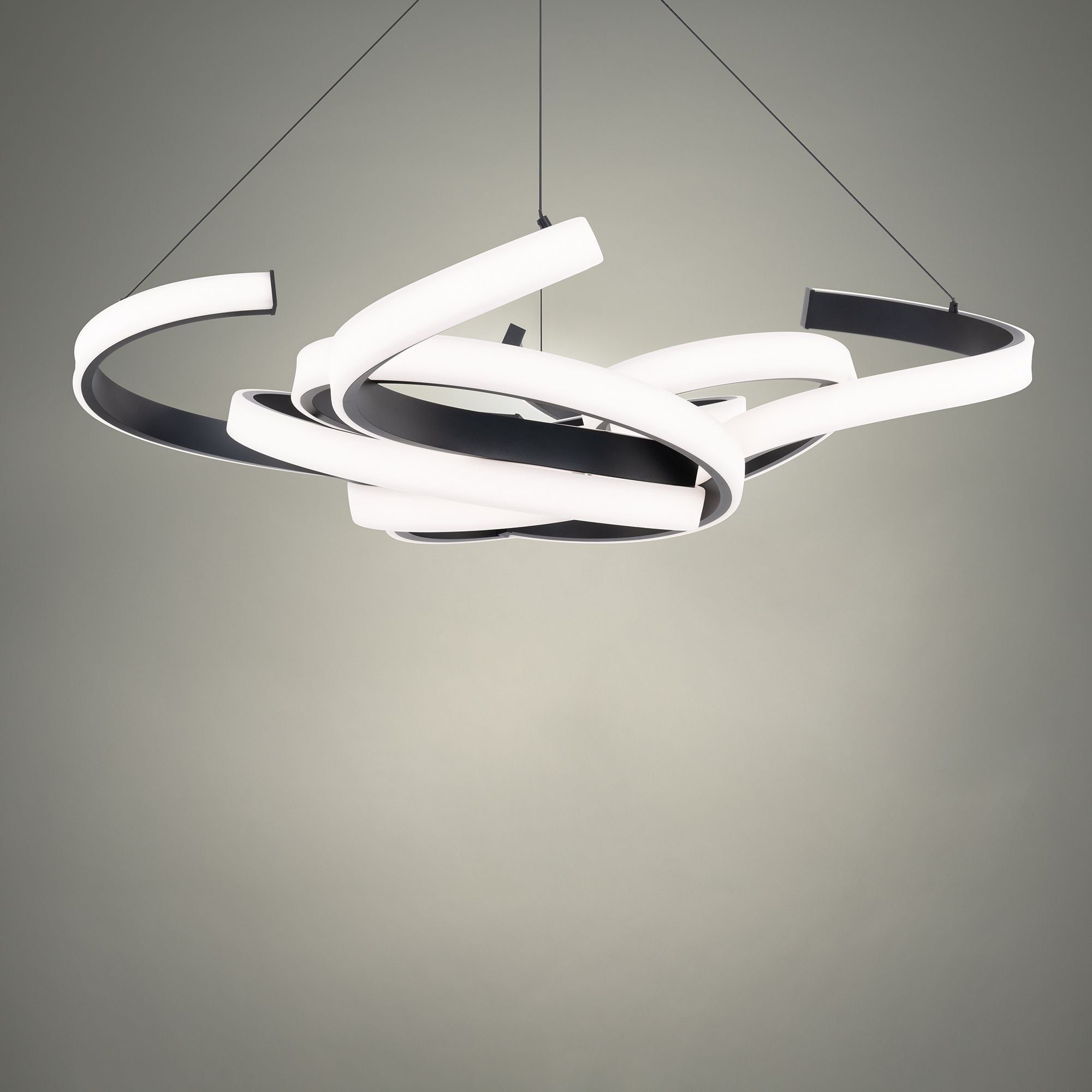 Woven 52" LED Chandelier, Black Finish