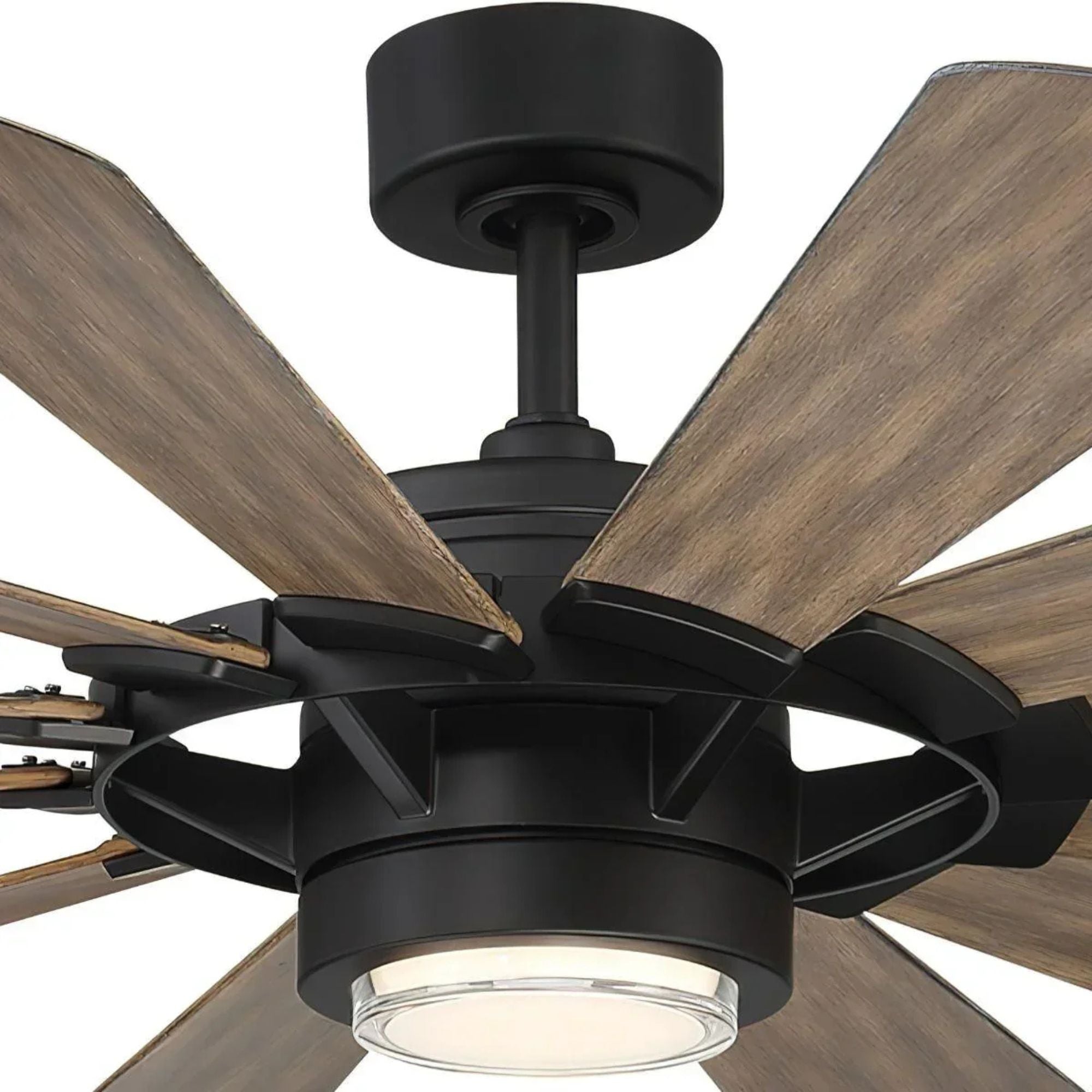 Wyndmill 65" LED Smart Ceiling Fan, Matte Black with Barnwood Blades