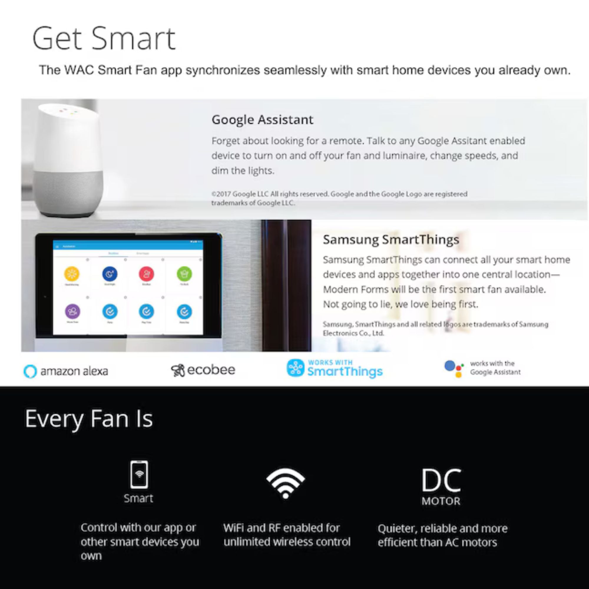 Wyndmill 65" LED Smart Ceiling Fan, Matte Black