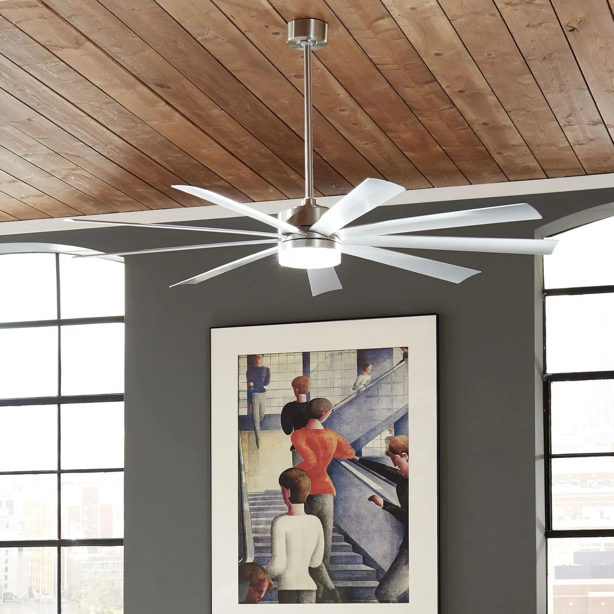 Wynd XL 72" Stainless Steel Windmill LED Smart Ceiling Fan