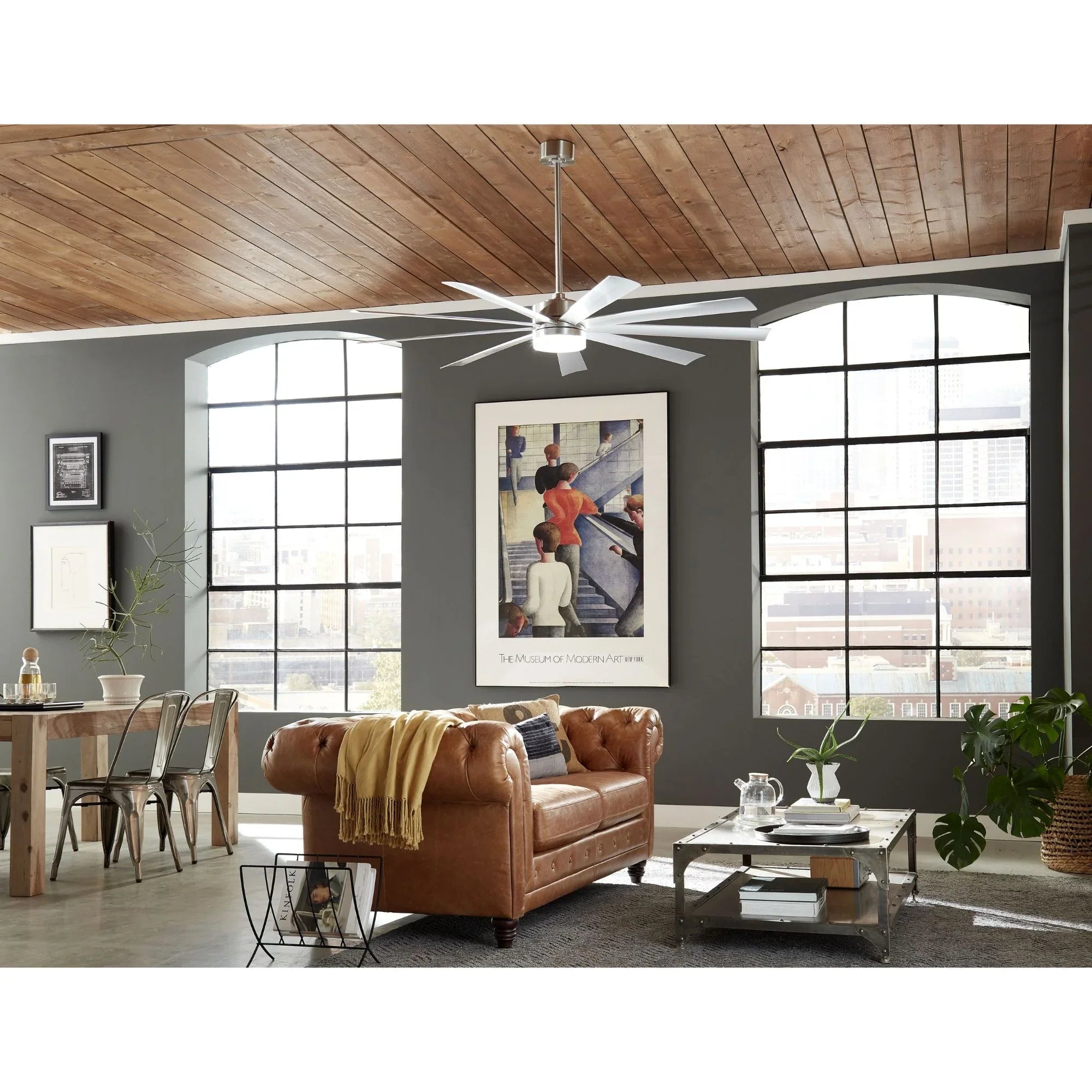 Wynd XL 72" Stainless Steel Windmill LED Smart Ceiling Fan