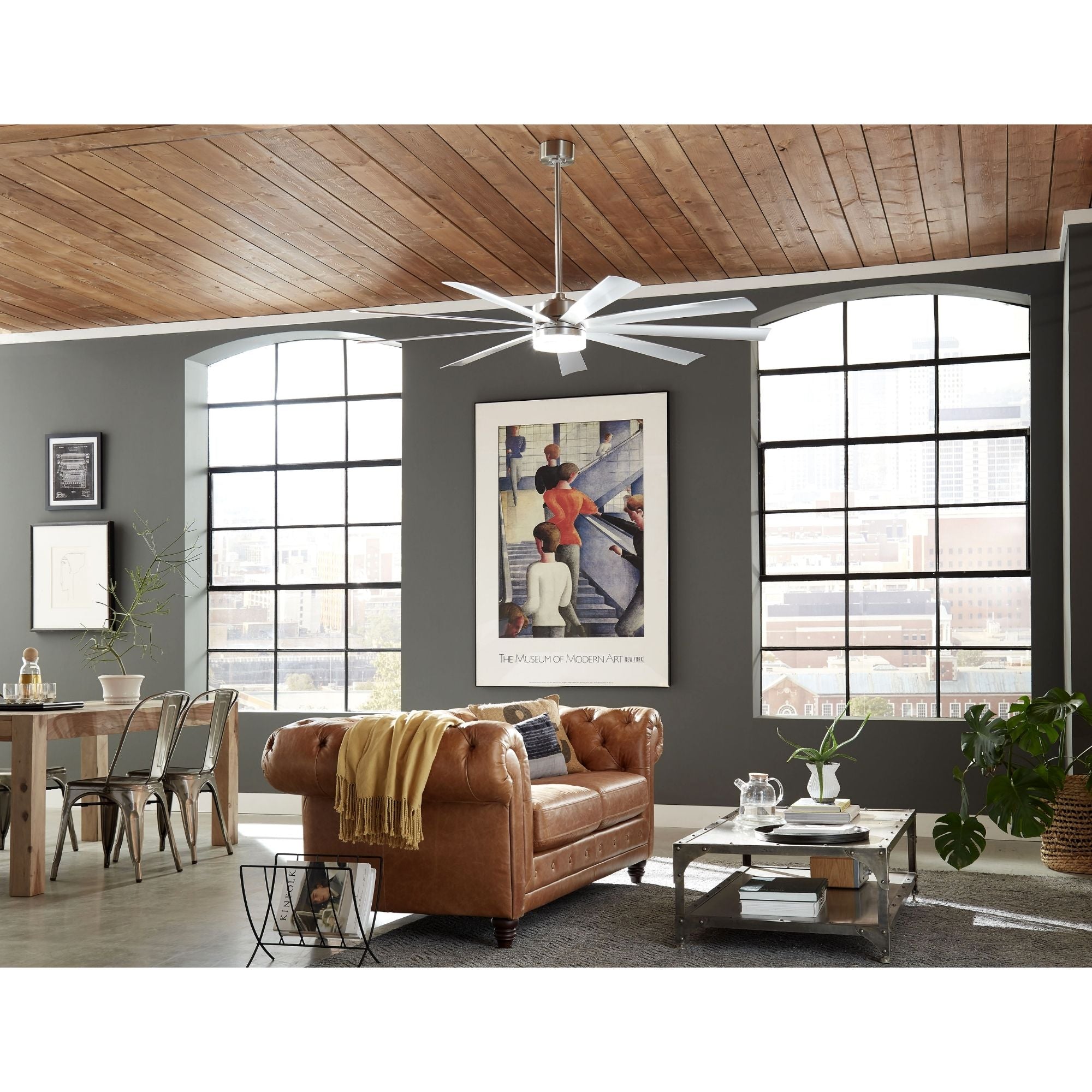 Wynd XL 72" Stainless Steel Windmill LED Smart Ceiling Fan