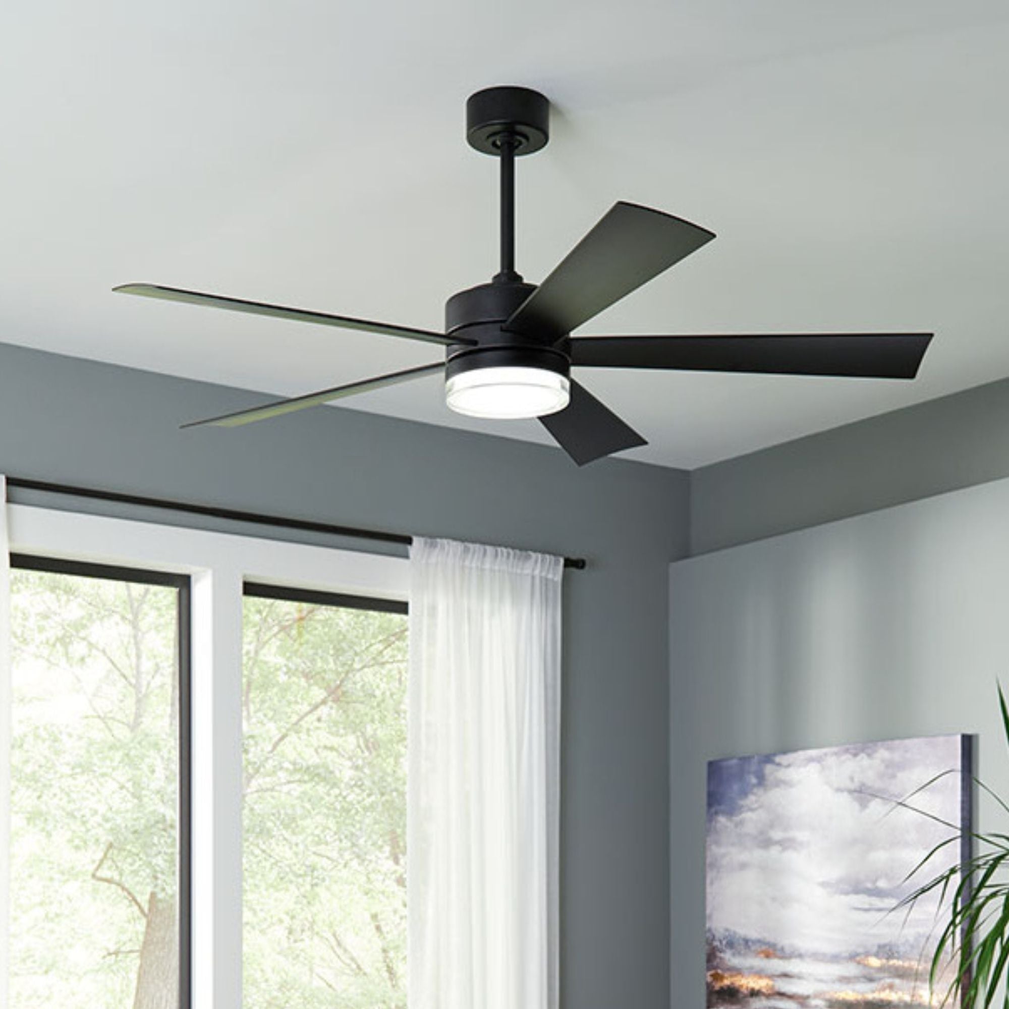 Wynd 60" Matte Black Wet Rated LED Smart Ceiling Fan