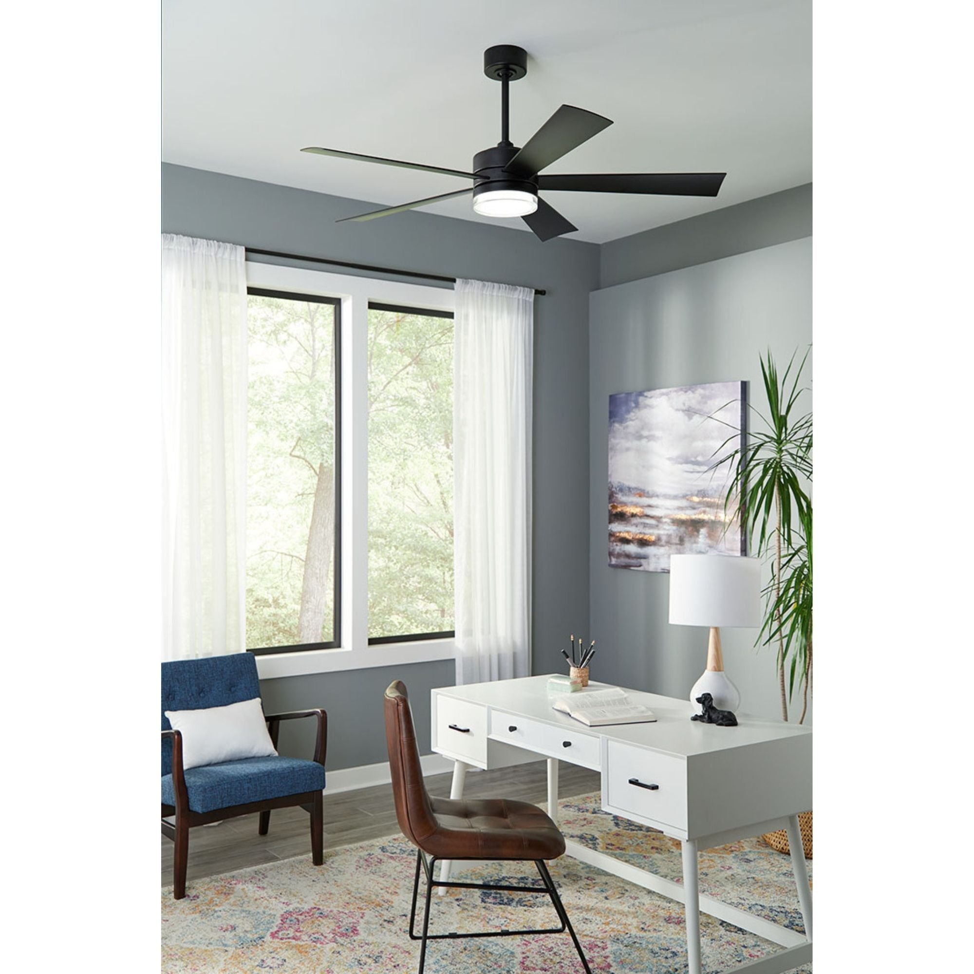 Wynd 60" Matte Black Wet Rated LED Smart Ceiling Fan