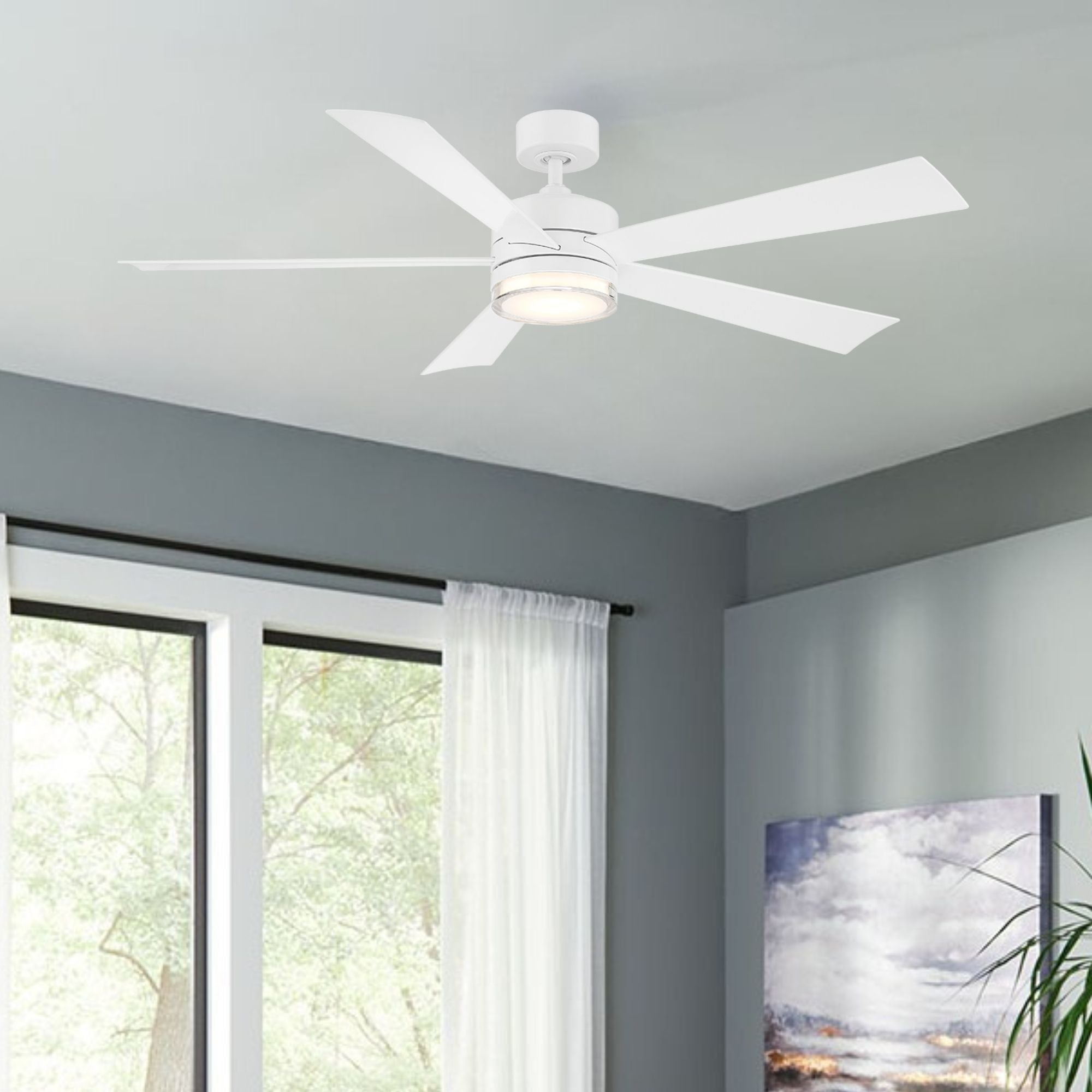 Wynd 60" Matte White Wet Rated LED Smart Ceiling Fan