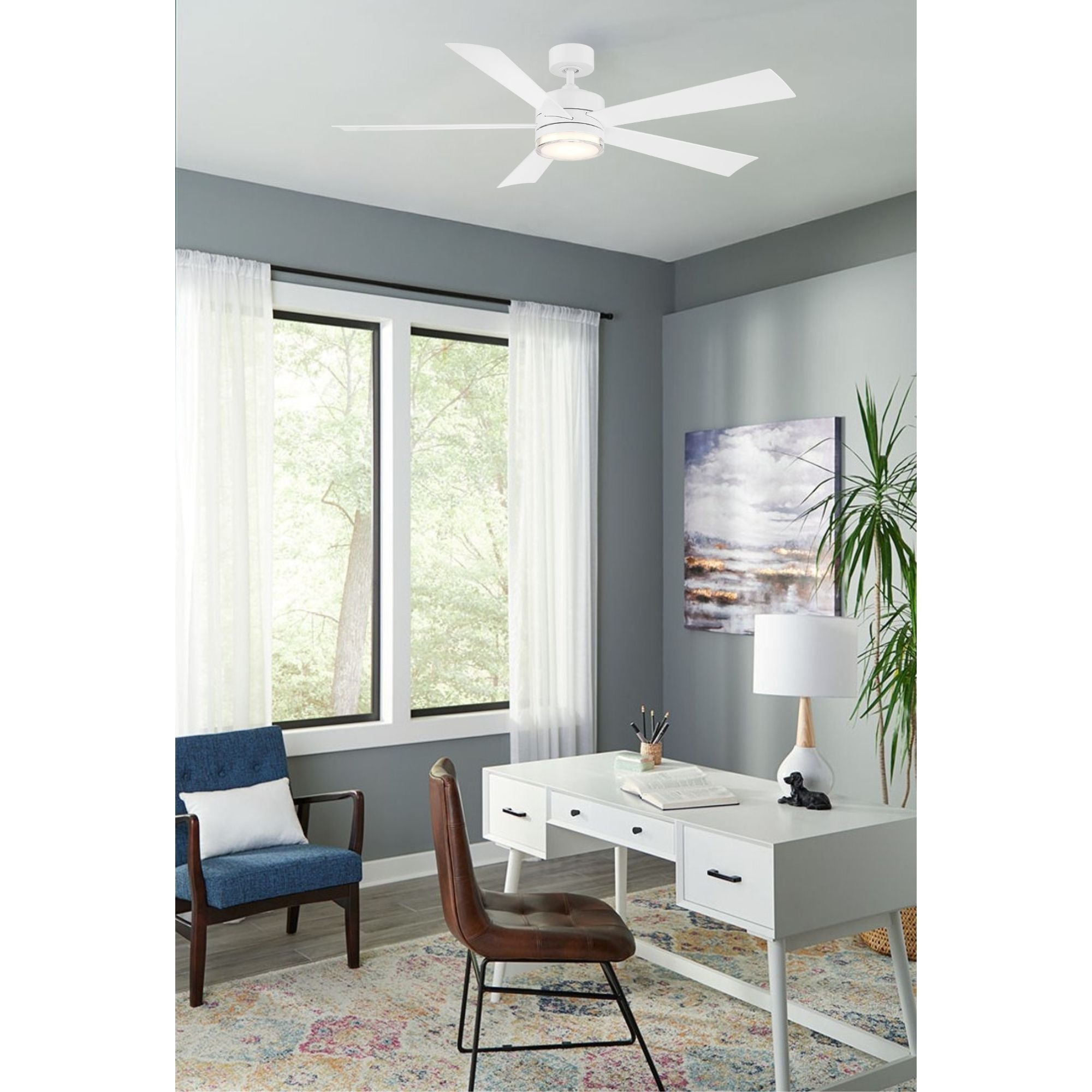 Wynd 60" Matte White Wet Rated LED Smart Ceiling Fan