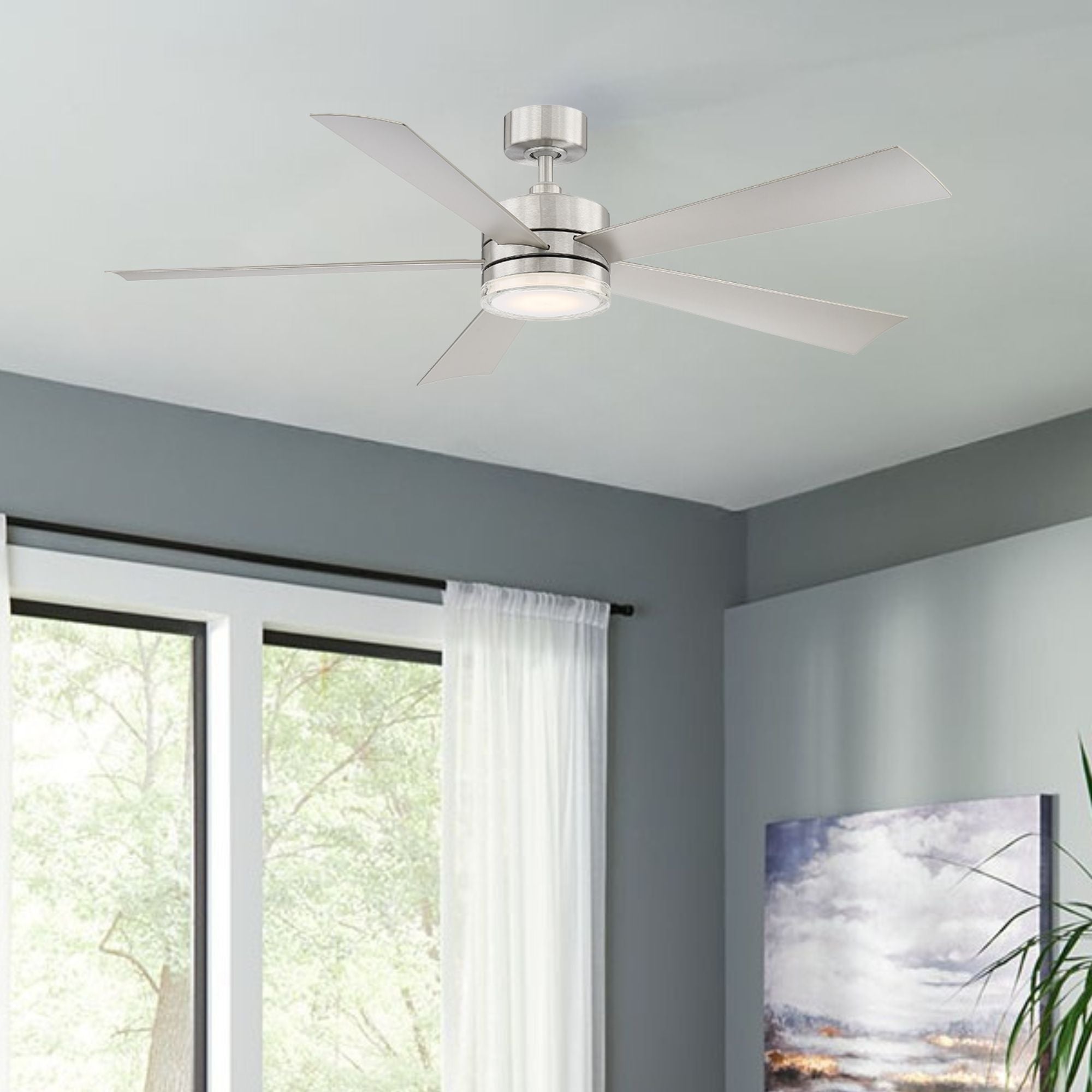 Wynd 60" Stainless Steel Wet Rated LED Smart Ceiling Fan