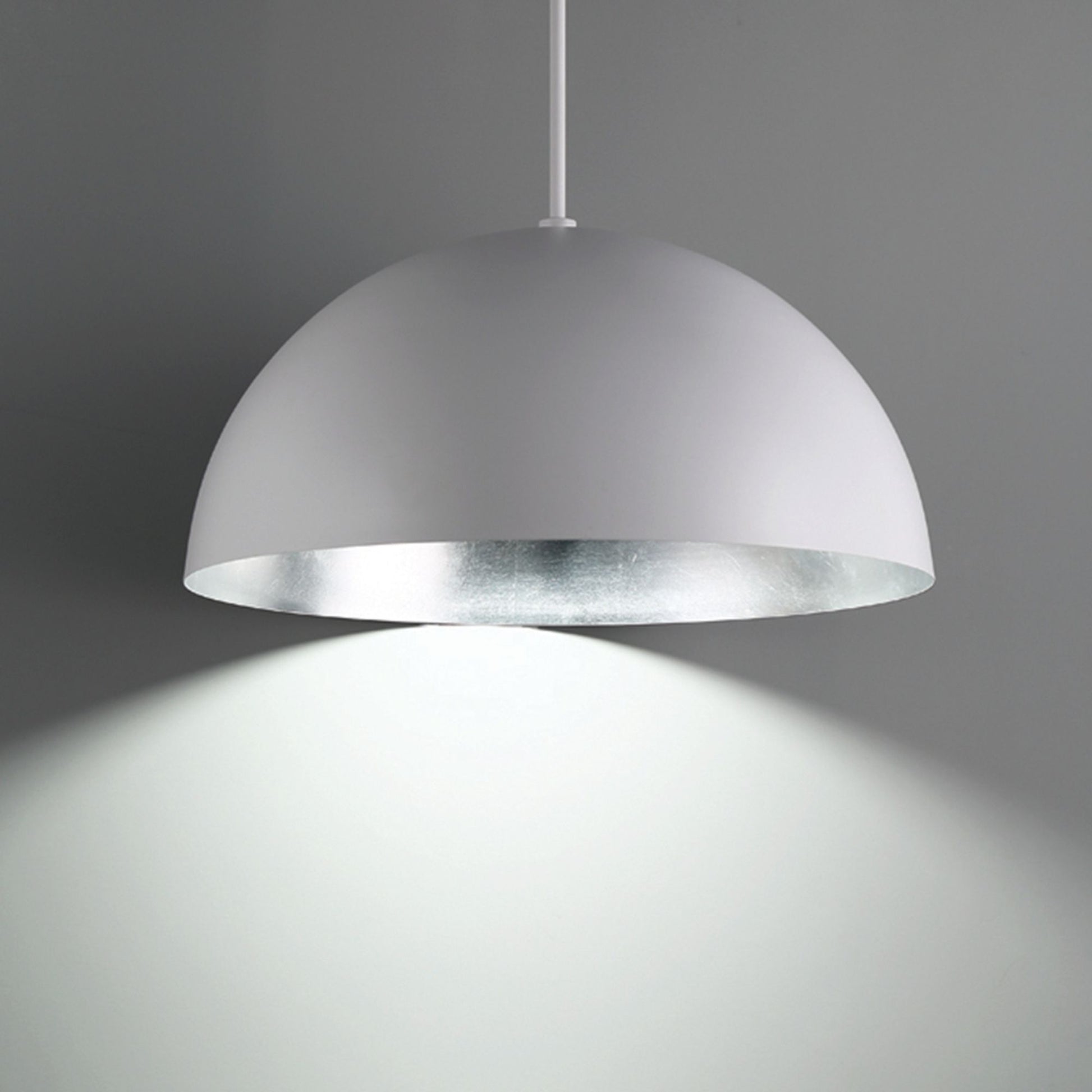 Yolo 35" LED Pendant, Silver Leaf/White Finish - Bees Lighting