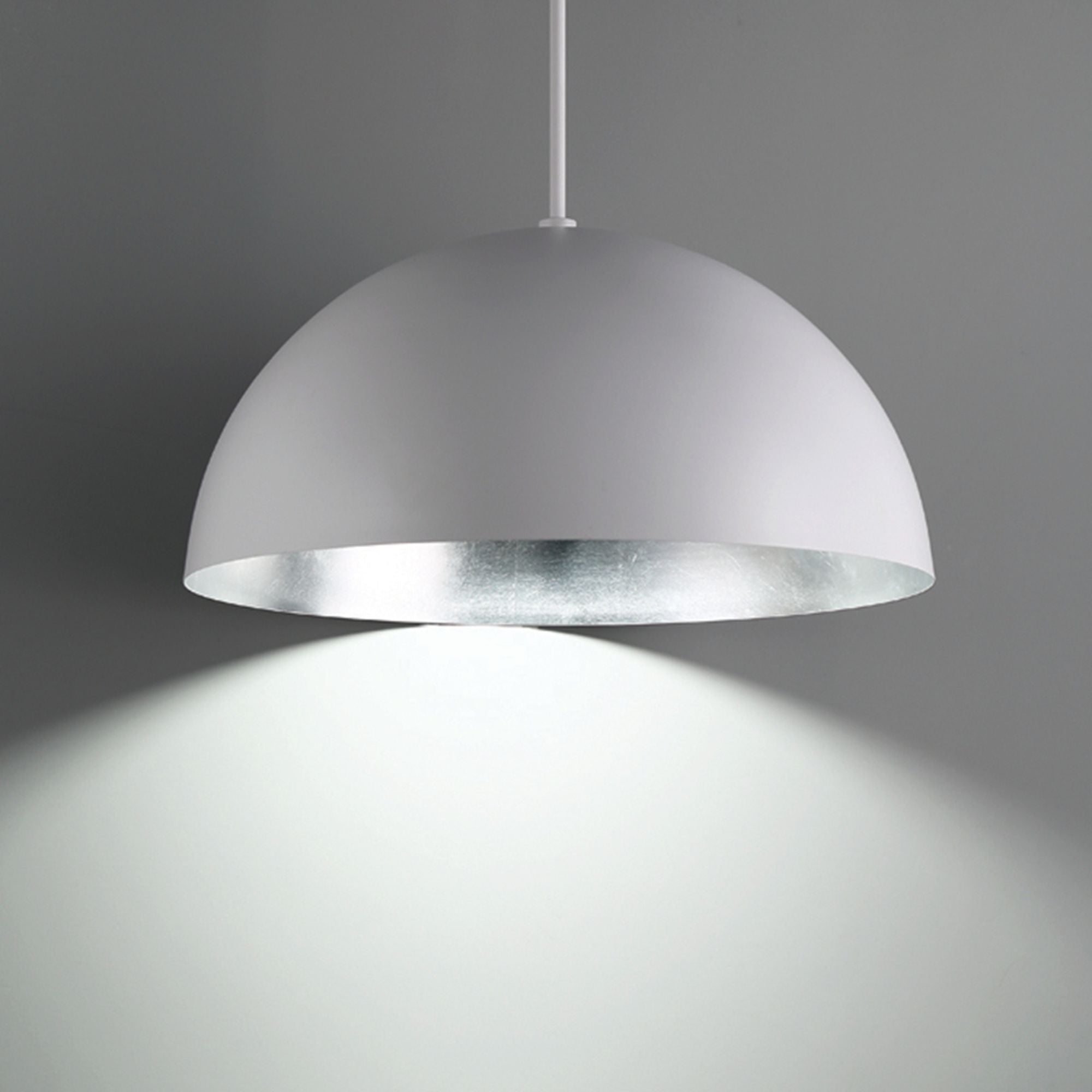 Yolo 35" LED Pendant, Silver Leaf/White Finish - Bees Lighting