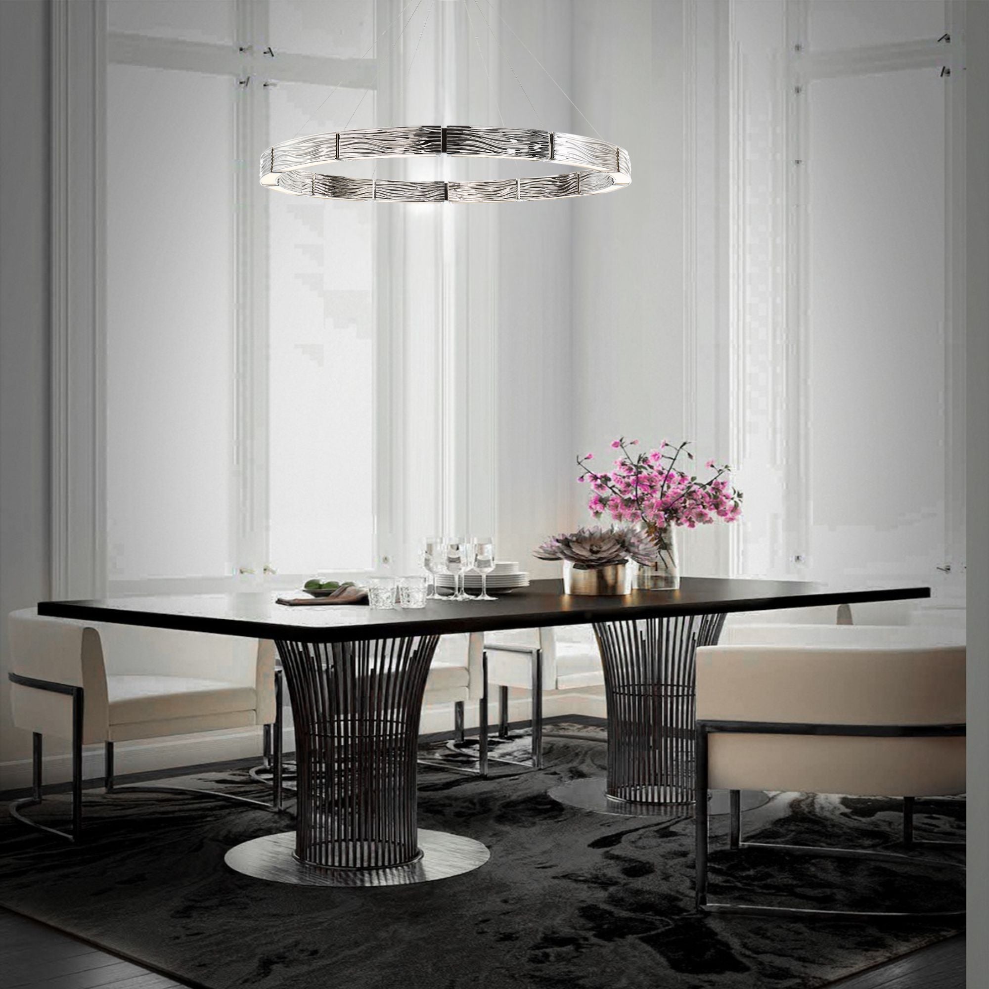 Zelda 48" LED Chandelier, Polished Nickel Finish - Bees Lighting