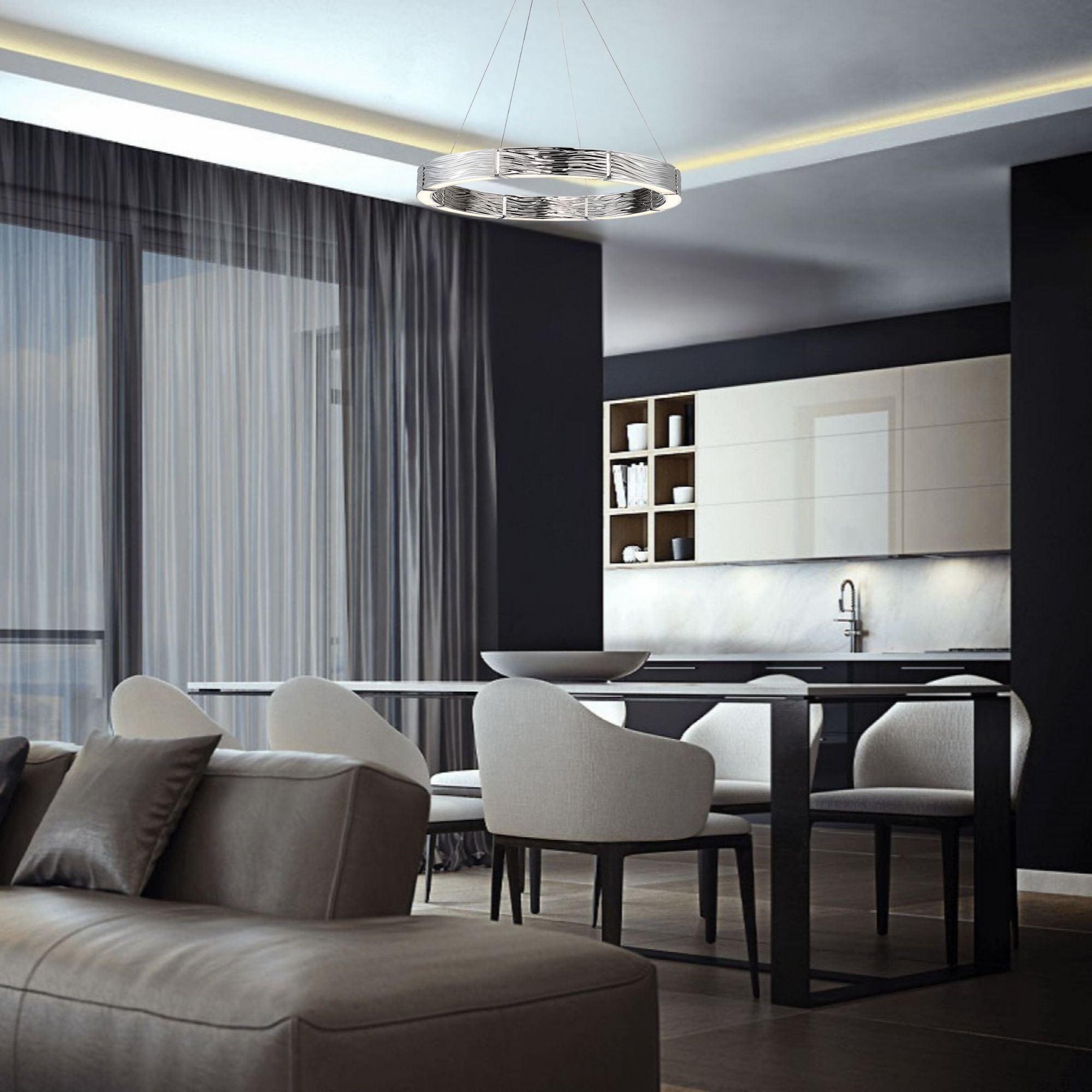 Zelda 29 in. LED Pendant Light Nickel Finish