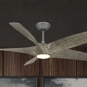 Zephyr 62" 5-Blade Outdoor LED Smart Ceiling Fan, Graphite with Weathered Wood Blades