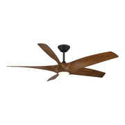 Zephyr 62" 5-Blade Outdoor LED Smart Ceiling Fan, Matte Black with Distressed Koa Blades