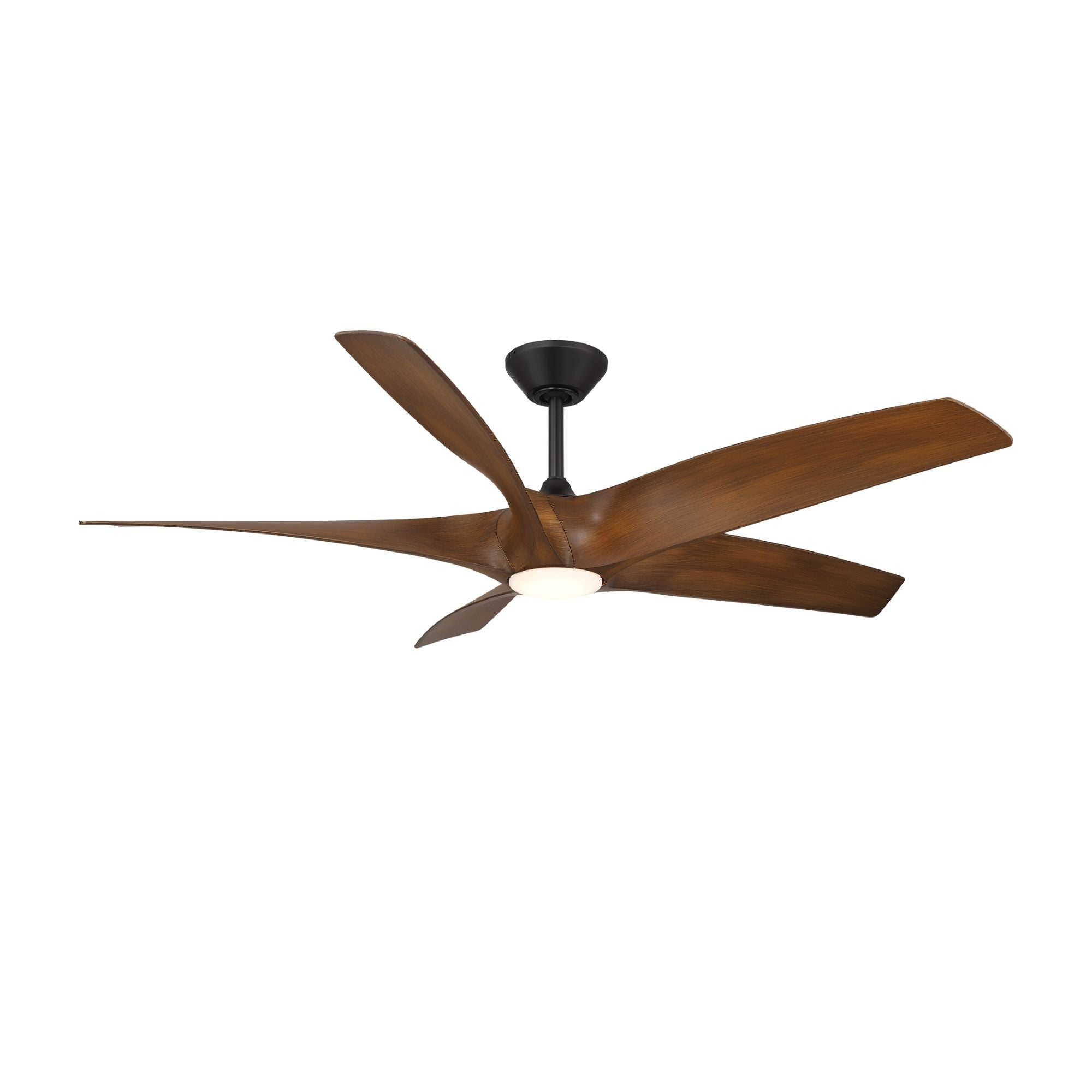 Zephyr 62" 5-Blade Outdoor LED Smart Ceiling Fan, Matte Black with Distressed Koa Blades