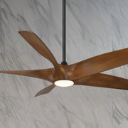 Zephyr 62" 5-Blade Outdoor LED Smart Ceiling Fan, Matte Black with Distressed Koa Blades