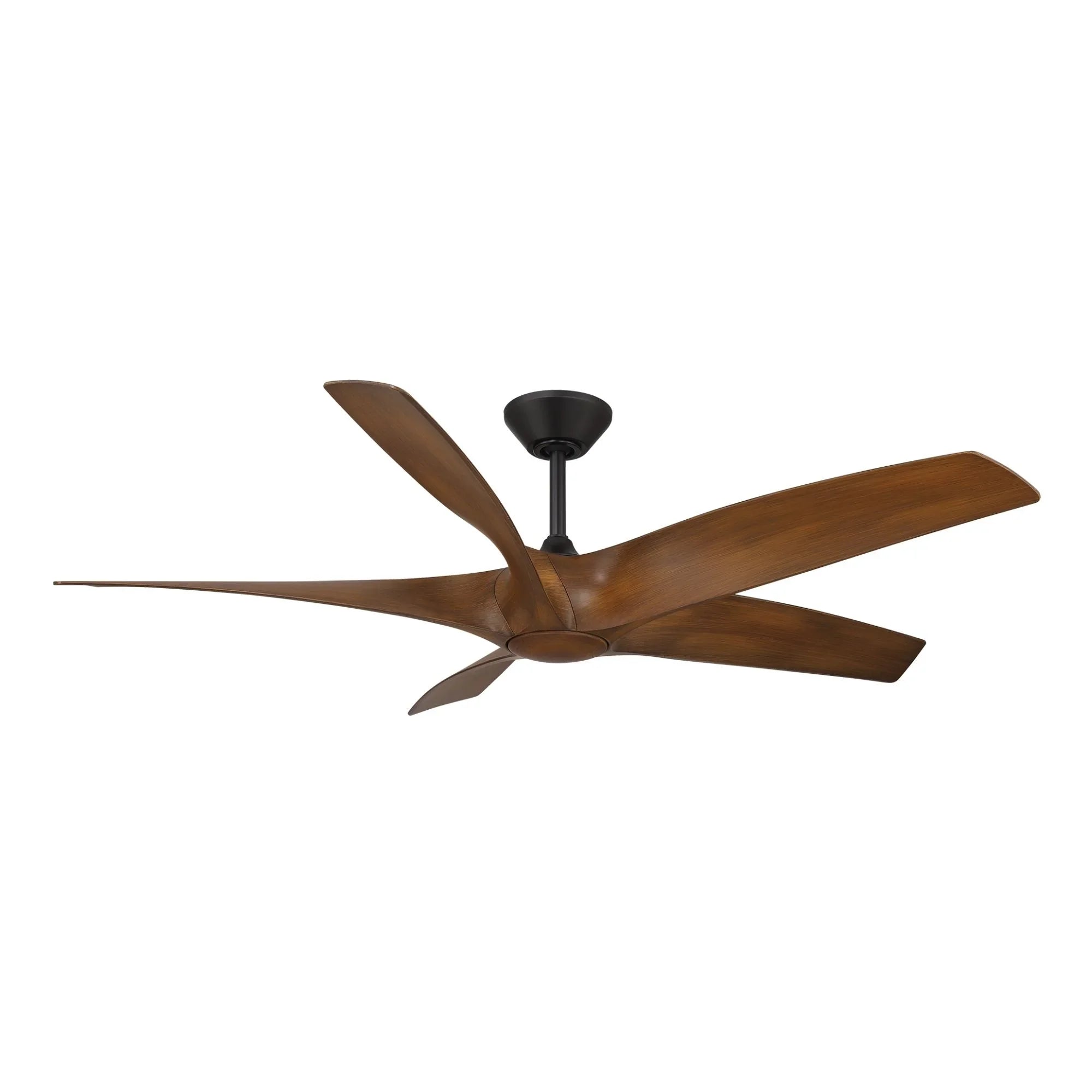 Zephyr 62" 5-Blade Outdoor LED Smart Ceiling Fan, Matte Black with Distressed Koa Blades