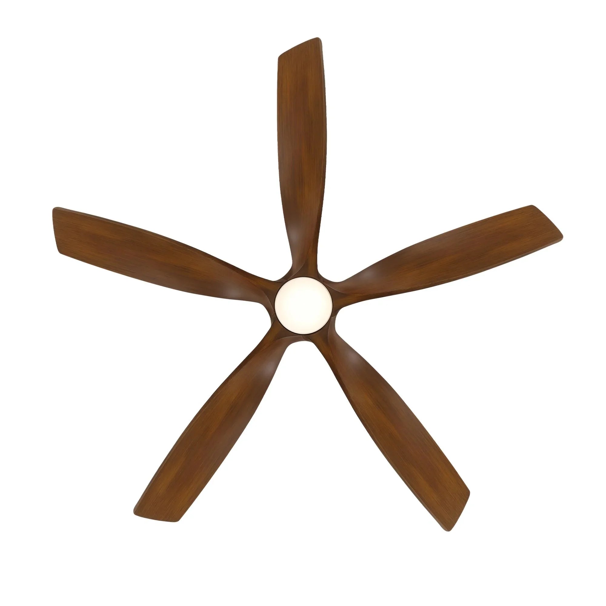 Zephyr 62" 5-Blade Outdoor LED Smart Ceiling Fan, Matte Black with Distressed Koa Blades