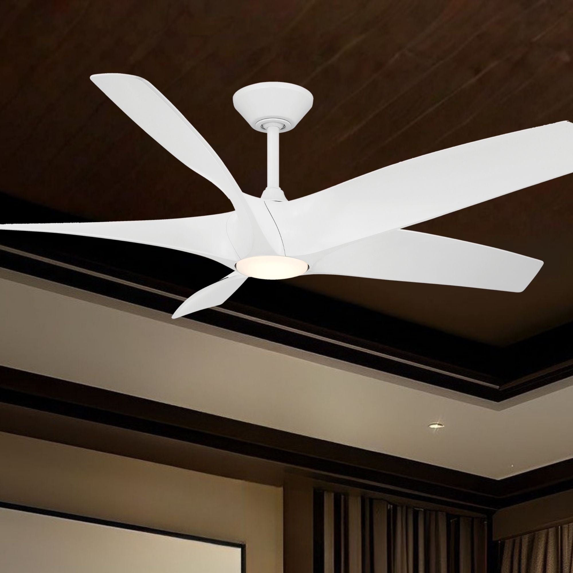 Zephyr 62" 5-Blade Outdoor LED Smart Ceiling Fan, Matte White