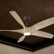 Zephyr 62" 5-Blade Outdoor LED Smart Ceiling Fan, Bronze with White Oak Blades