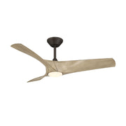 Zephyr 52" Outdoor LED Smart Ceiling Fan, Bronze with White Oak Blades