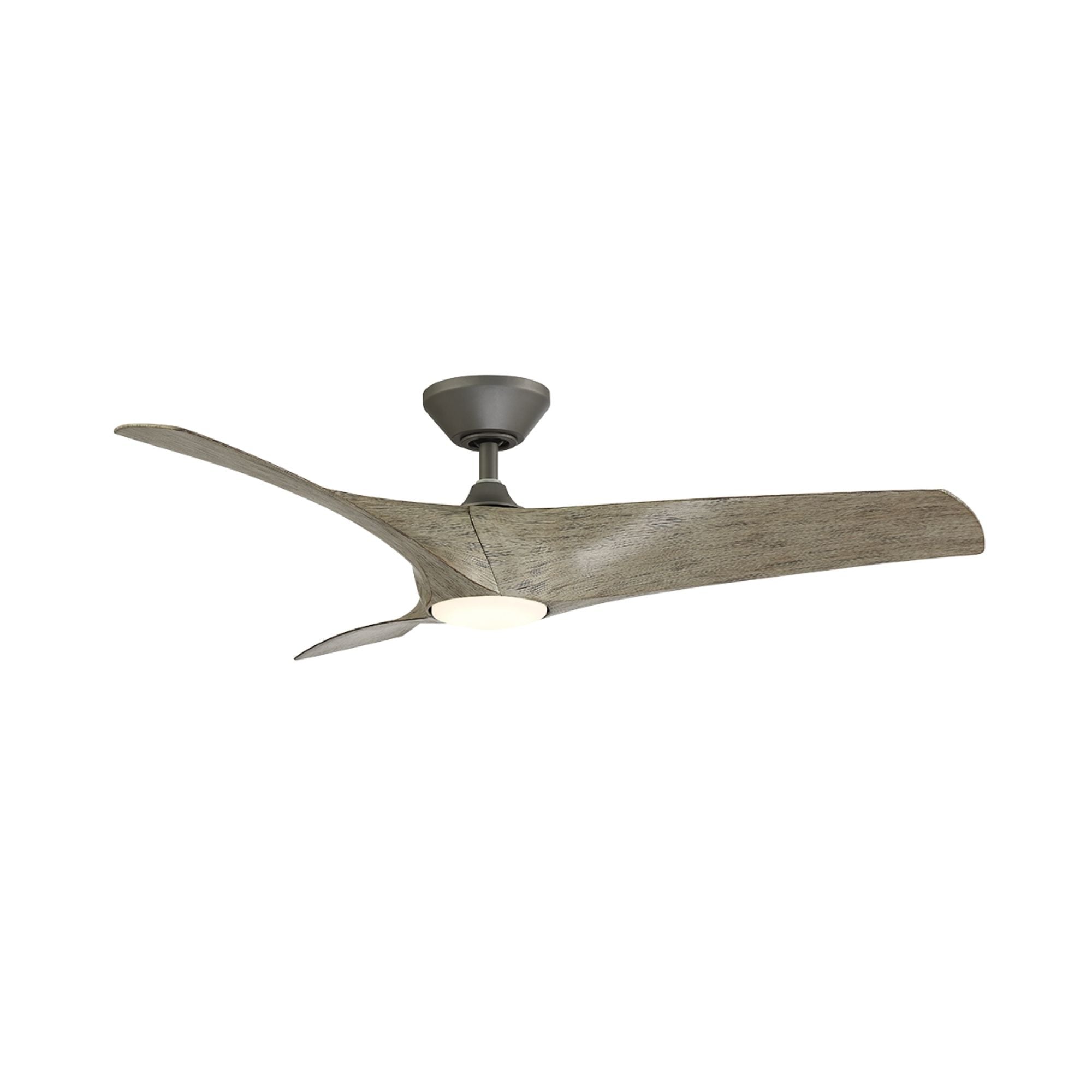 Zephyr 52" Outdoor LED Smart Ceiling Fan, Graphite with Weathered Wood Blades