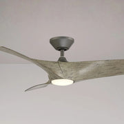 Zephyr 52" Outdoor LED Smart Ceiling Fan, Graphite with Weathered Wood Blades
