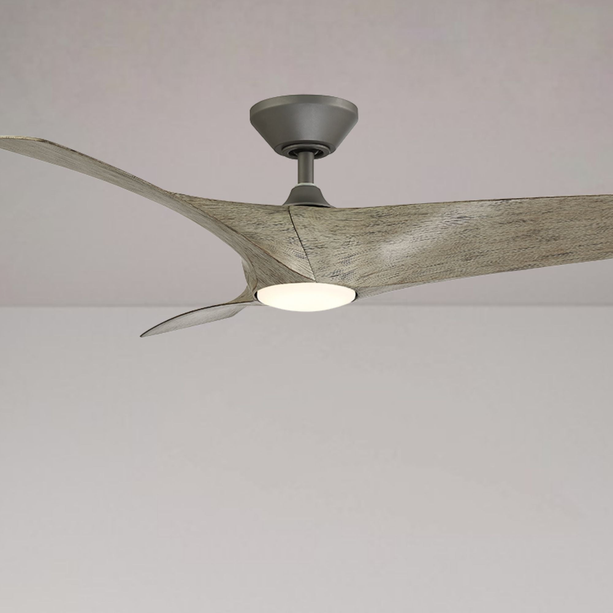 Zephyr 52" Outdoor LED Smart Ceiling Fan, Graphite with Weathered Wood Blades