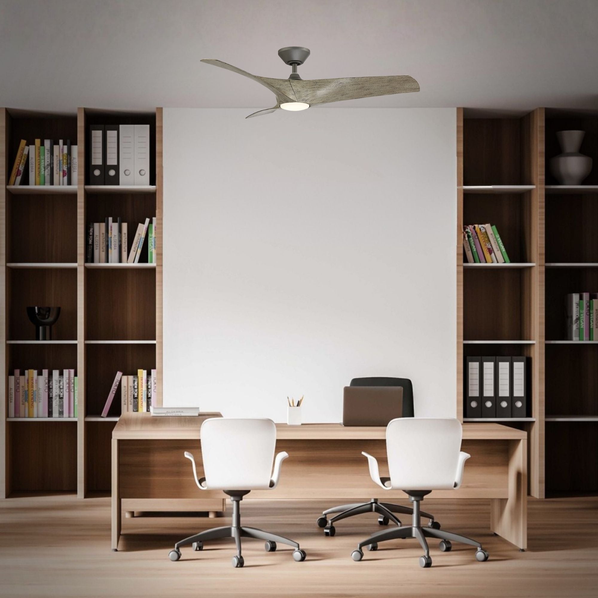 Zephyr 52" Outdoor LED Smart Ceiling Fan, Graphite with Weathered Wood Blades