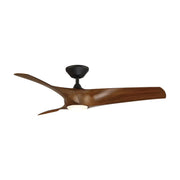 Zephyr 52" Outdoor LED Smart Ceiling Fan, Matte Black with Distressed Koa Blades