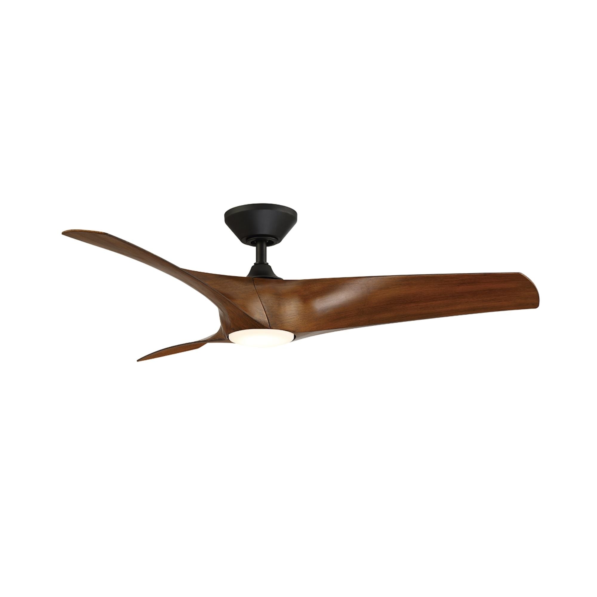 Zephyr 52" Outdoor LED Smart Ceiling Fan, Matte Black with Distressed Koa Blades