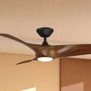 Zephyr 52" Outdoor LED Smart Ceiling Fan, Matte Black with Distressed Koa Blades